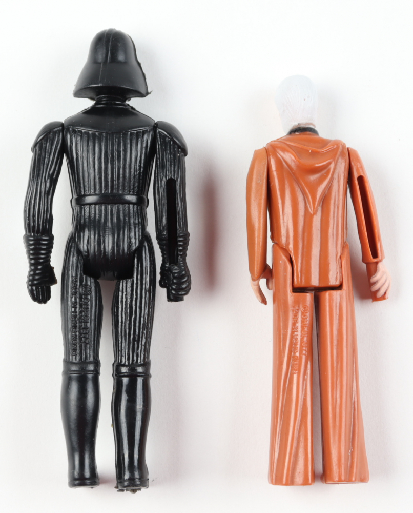 Set of (2) 1977 "Star Wars" Darth Vader & Obi Wan Kenobi Original Hasbro Figures with Display