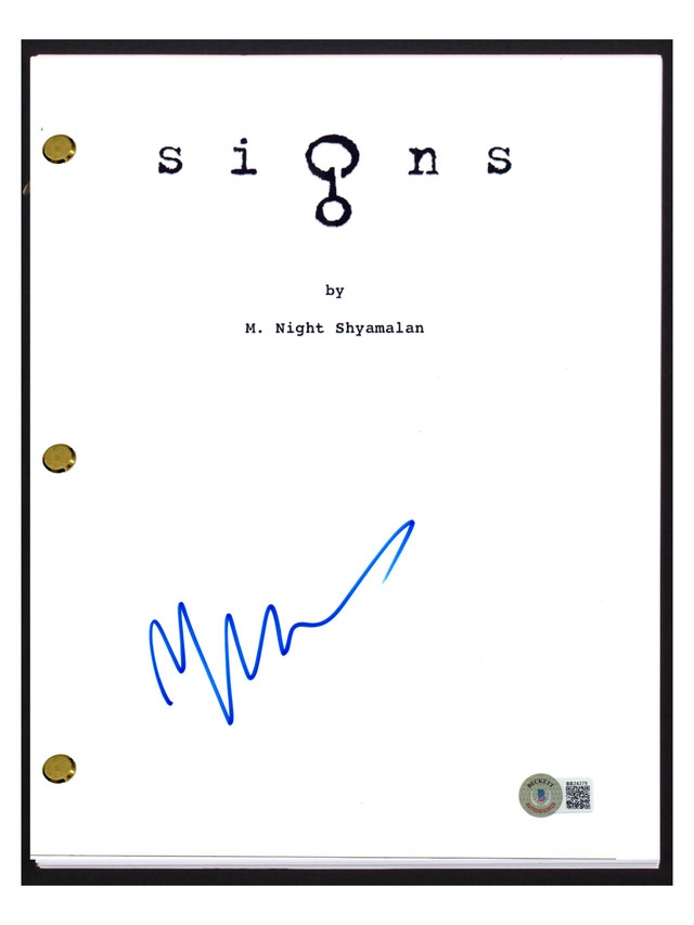 M. Night Shyamalan Signed "Signs" Movie Script (Beckett COA) at PristineAuction.com M. Night Shyamalan Signed "Signs" Movie Script (Beckett COA) at PristineAuction.com