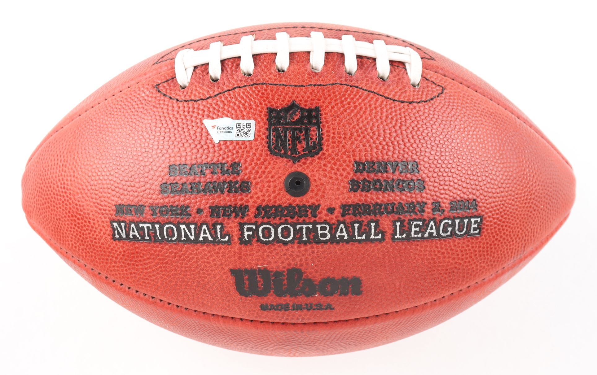 Russell Wilson Signed NFL "The Duke" Super Bowl XLVIII Game Ball Football (Fanatics Hologram) at PristineAuction.com Russell Wilson Signed NFL "The Duke" Super Bowl XLVIII Game Ball Football (Fanatics Hologram) at PristineAuction.com