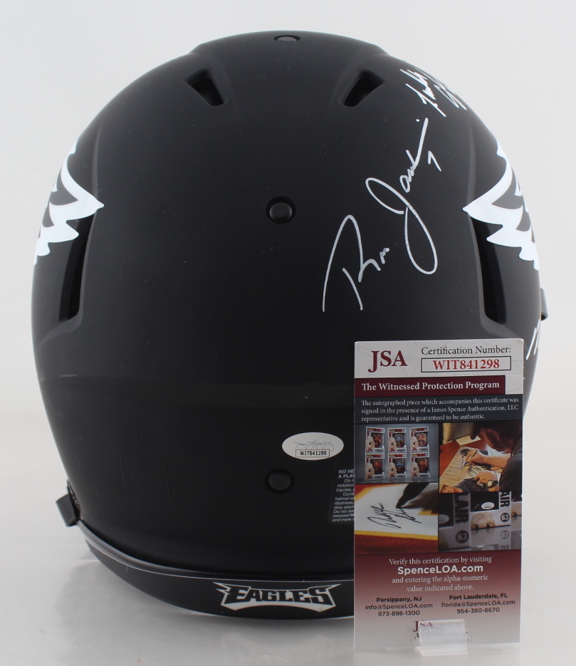 Eagles Full-Size Authentic On-Field Eclipse Alternate Speed Helmet Signed by (4) with Donavan McNabb, Randall Cunningham, Ron Jaworski & Michael Vick (JSA COA) at PristineAuction.com Eagles Full-Size Authentic On-Field Eclipse Alternate Speed Helmet Signed by (4) with Donavan McNabb, Randall Cunningham, Ron Jaworski & Michael Vick (JSA COA) at PristineAuction.com