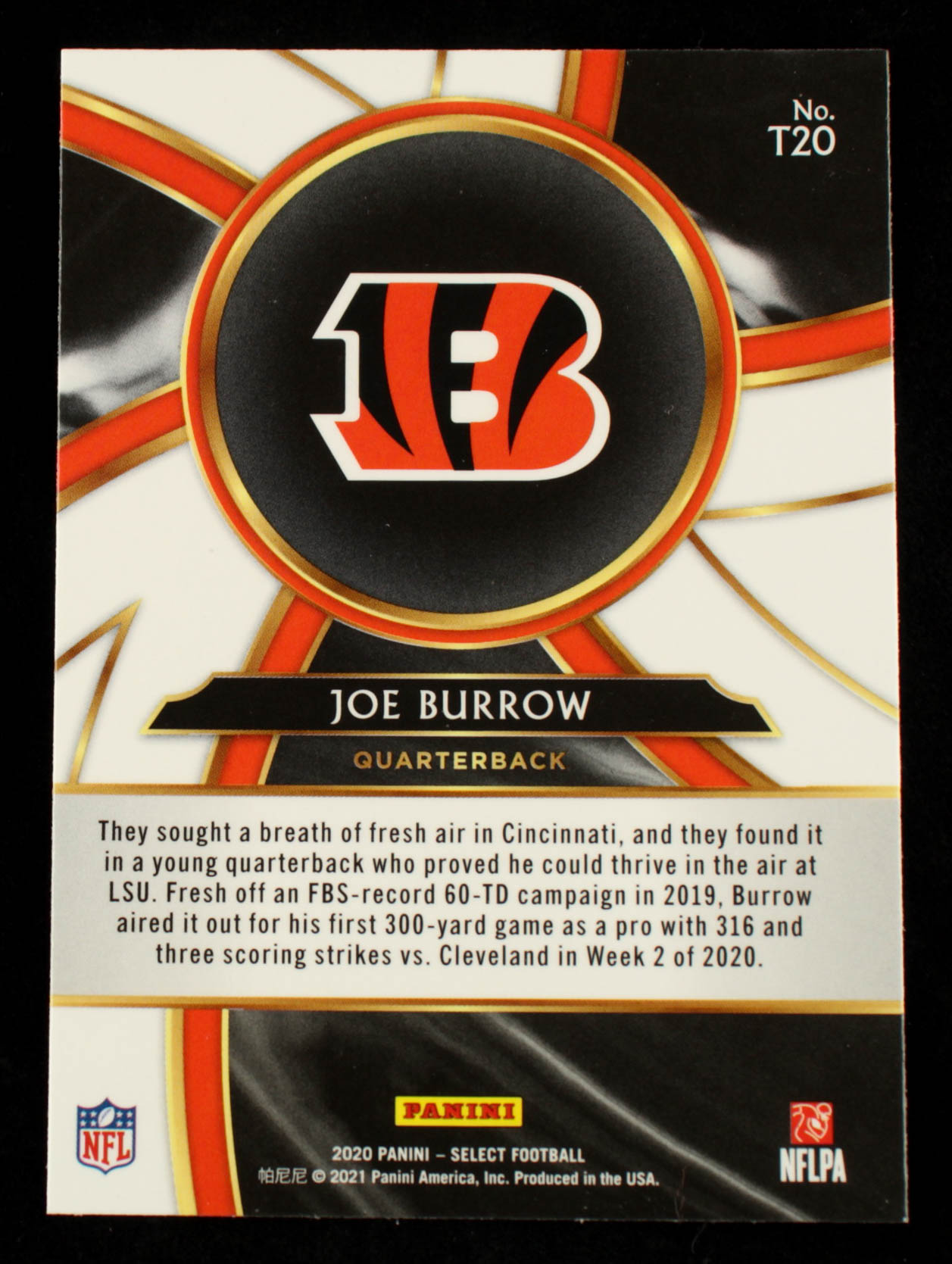 Joe Burrow 2020 Select Turbocharged Prizm #20 RC at PristineAuction.com Joe Burrow 2020 Select Turbocharged Prizm #20 RC at PristineAuction.com