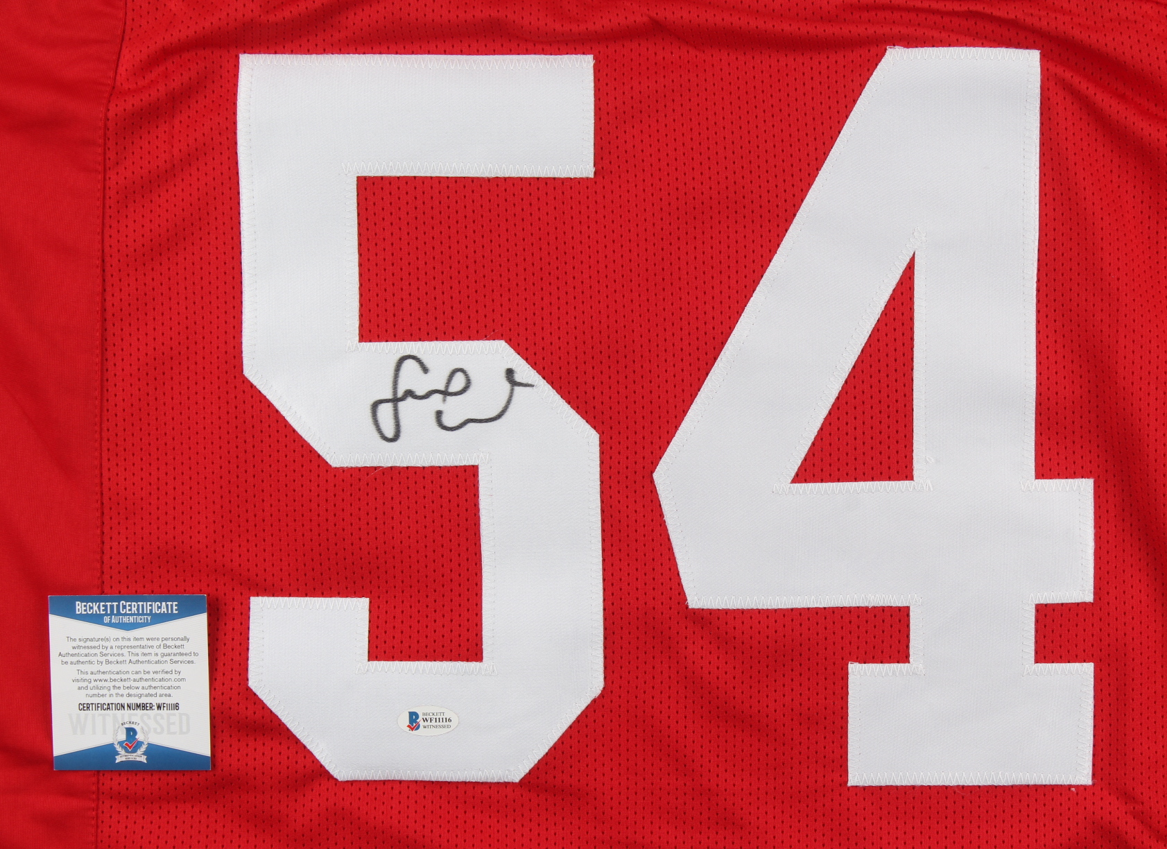 Fred Warner Signed Jersey (Beckett COA) at PristineAuction.com Fred Warner Signed Jersey (Beckett COA) at PristineAuction.com