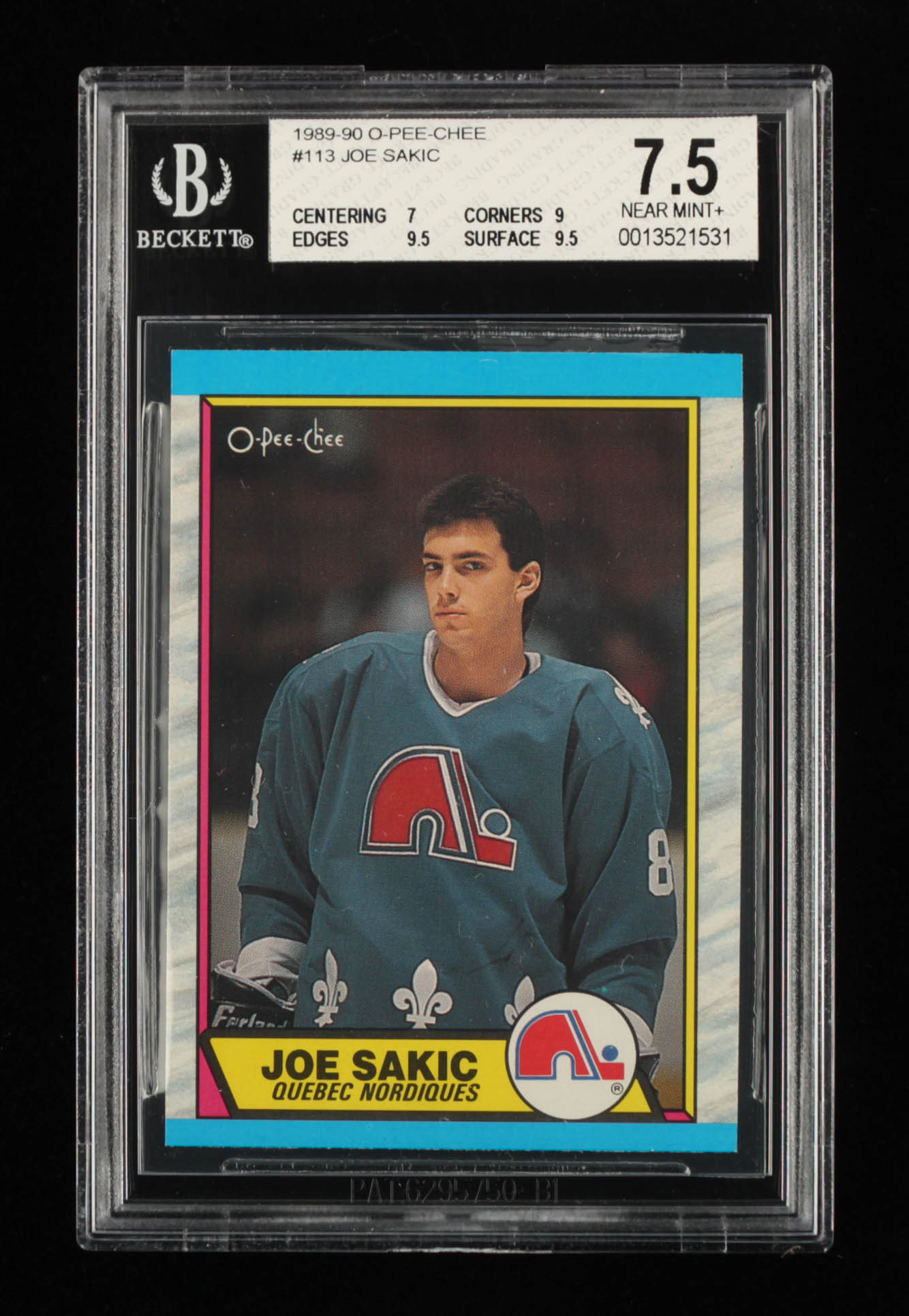 Joe Sakic 1989-90 O-Pee-Chee #113 RC (BGS 7.5) at PristineAuction.com Joe Sakic 1989-90 O-Pee-Chee #113 RC (BGS 7.5) at PristineAuction.com