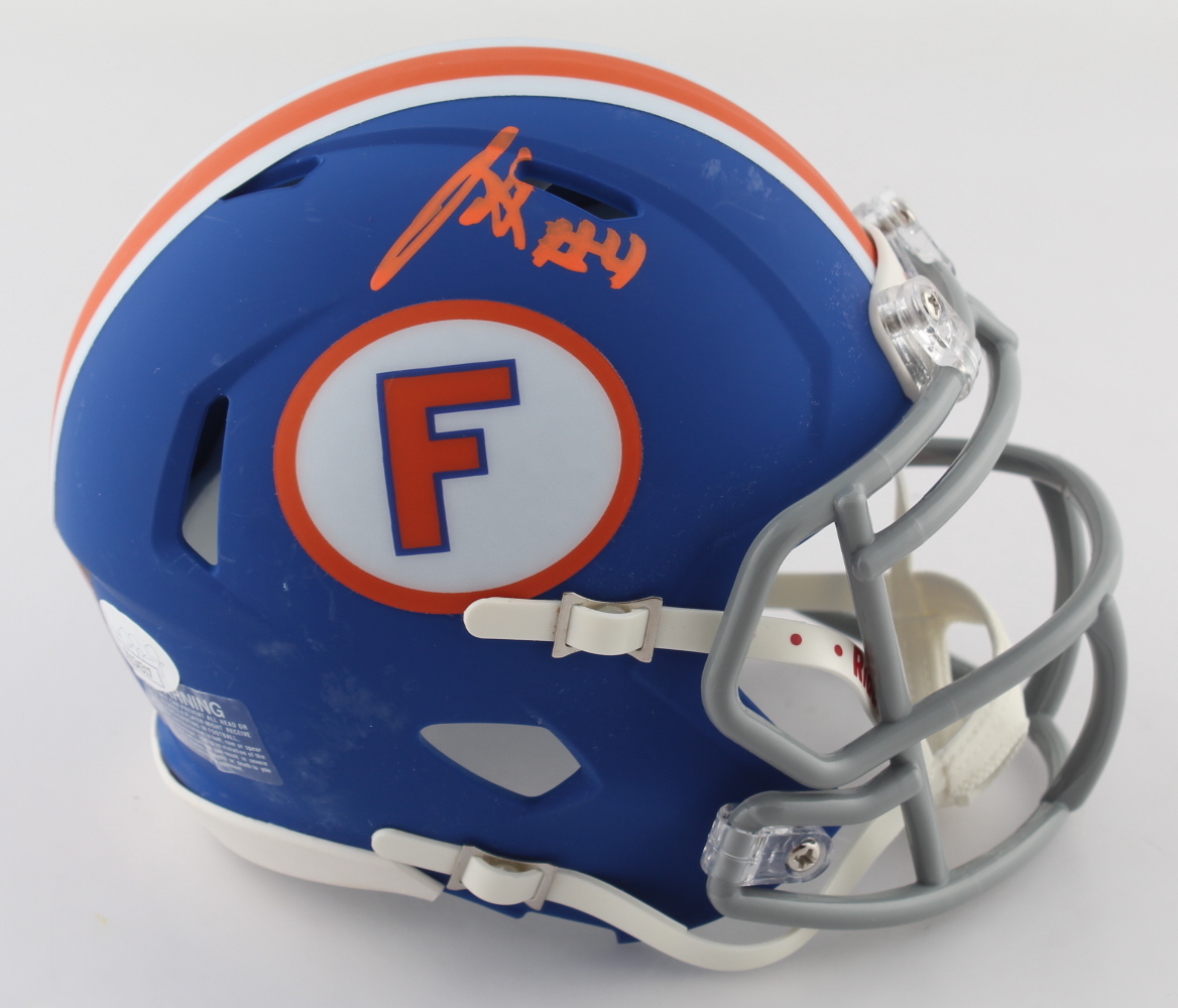 Justin Shorter Signed Florida Gators Matte Blue Throwback Speed Mini Helmet (JSA COA) at PristineAuction.com Justin Shorter Signed Florida Gators Matte Blue Throwback Speed Mini Helmet (JSA COA) at PristineAuction.com
