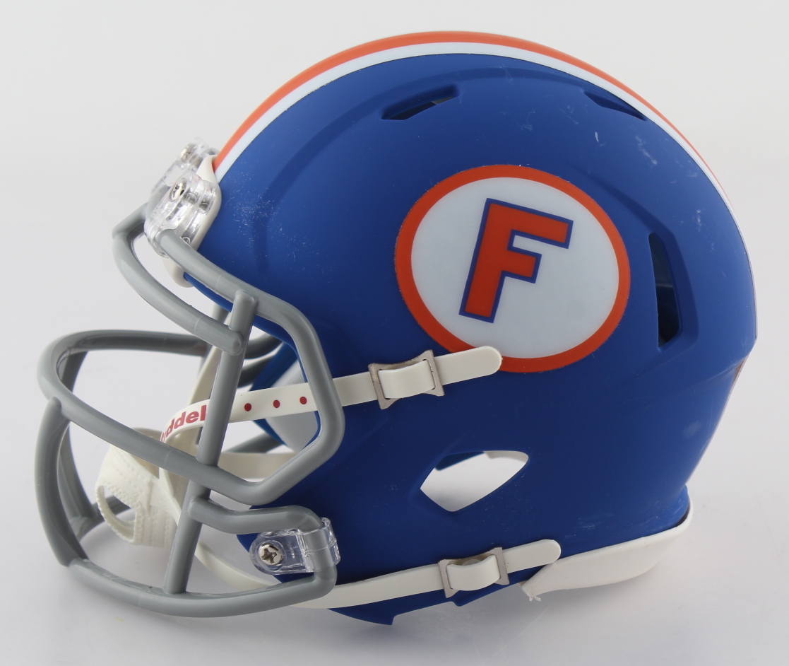 Justin Shorter Signed Florida Gators Matte Blue Throwback Speed Mini Helmet (JSA COA) at PristineAuction.com Justin Shorter Signed Florida Gators Matte Blue Throwback Speed Mini Helmet (JSA COA) at PristineAuction.com