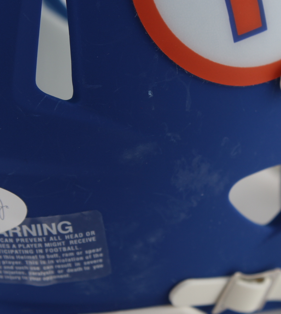 Justin Shorter Signed Florida Gators Matte Blue Throwback Speed Mini Helmet (JSA COA) at PristineAuction.com Justin Shorter Signed Florida Gators Matte Blue Throwback Speed Mini Helmet (JSA COA) at PristineAuction.com