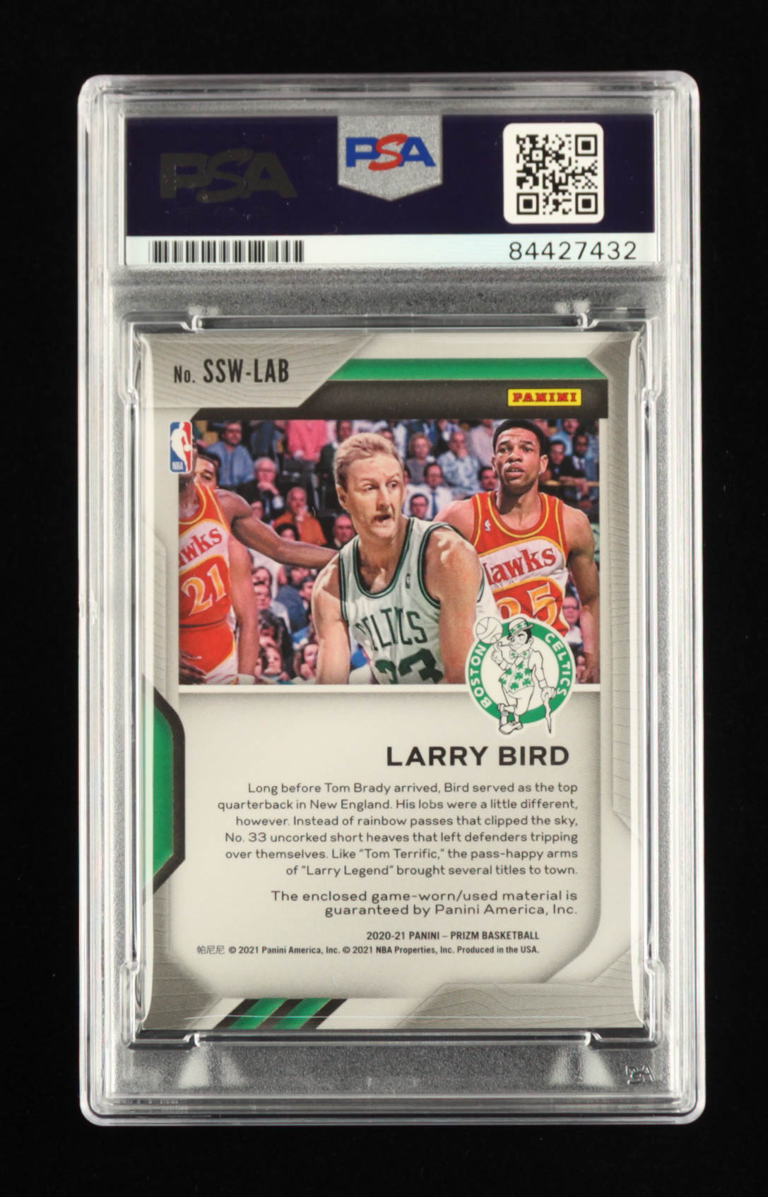 Larry Bird Signed 2020-21 Panini Prizm Sensational Swatches #94 (PSA Encapsulated) at PristineAuction.com Larry Bird Signed 2020-21 Panini Prizm Sensational Swatches #94 (PSA Encapsulated) at PristineAuction.com