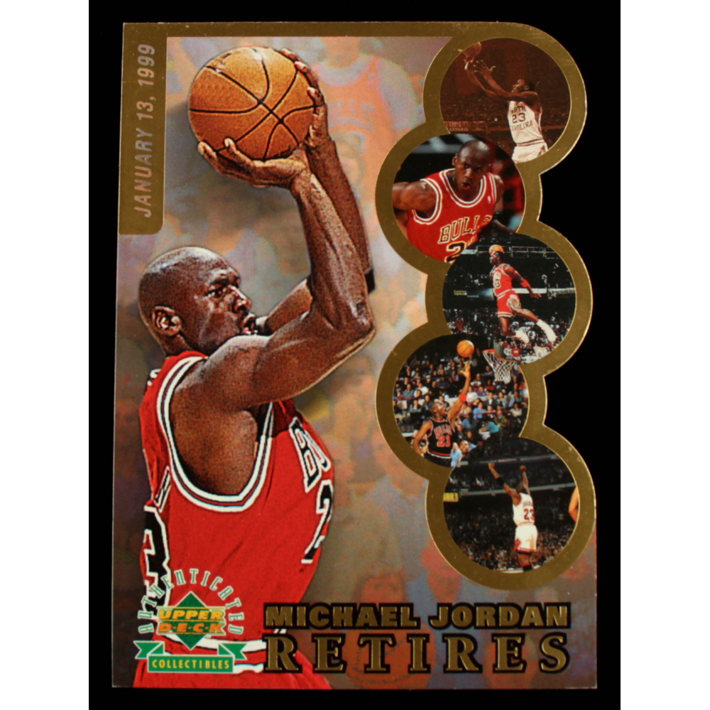 Michael Jordan LE 1999 Upper Deck Michael Jordan Retires Jumbo Card