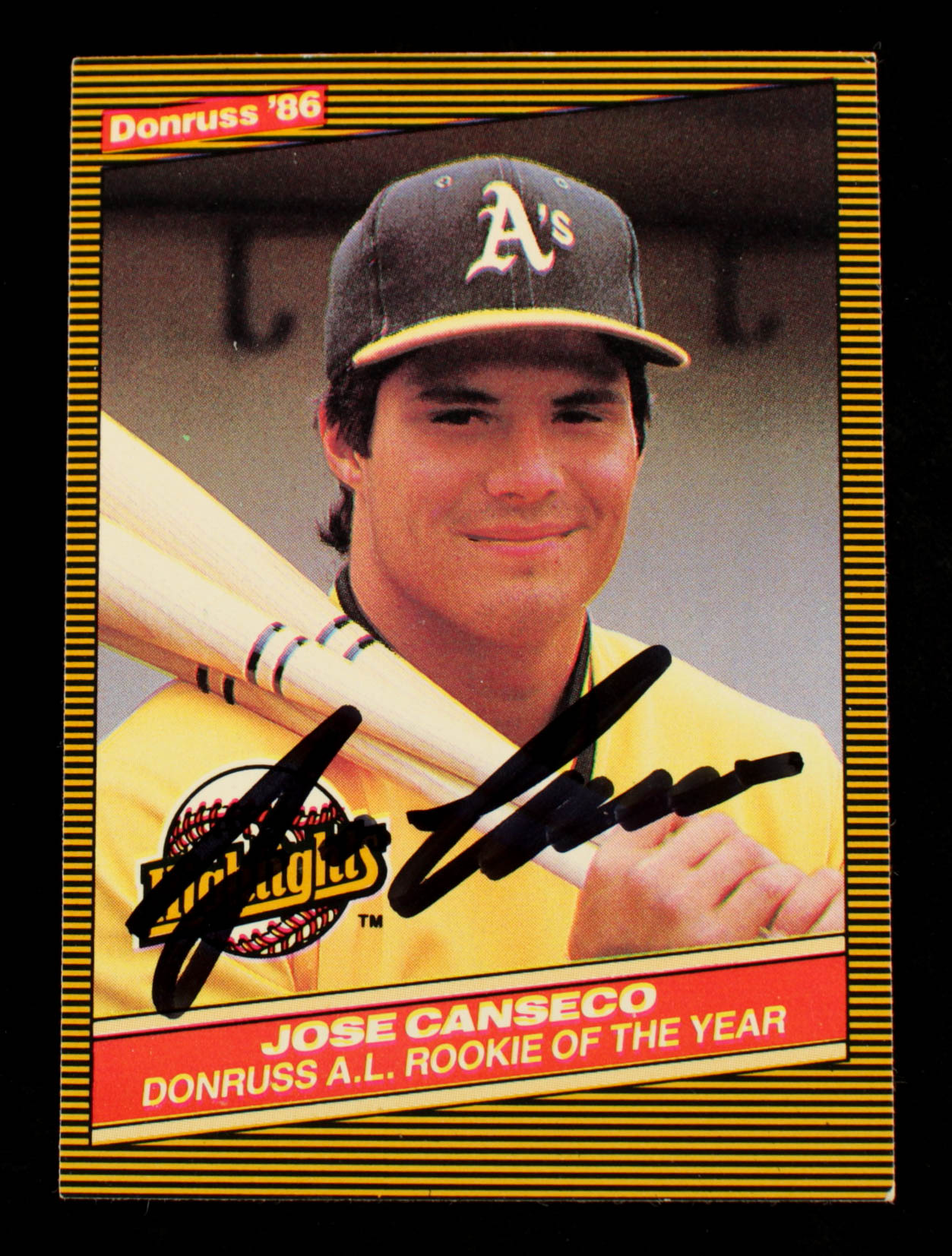 Jose Canseco Signed 1986 Donruss Highlights #55 (Beckett Hologram) at PristineAuction.com Jose Canseco Signed 1986 Donruss Highlights #55 (Beckett Hologram) at PristineAuction.com