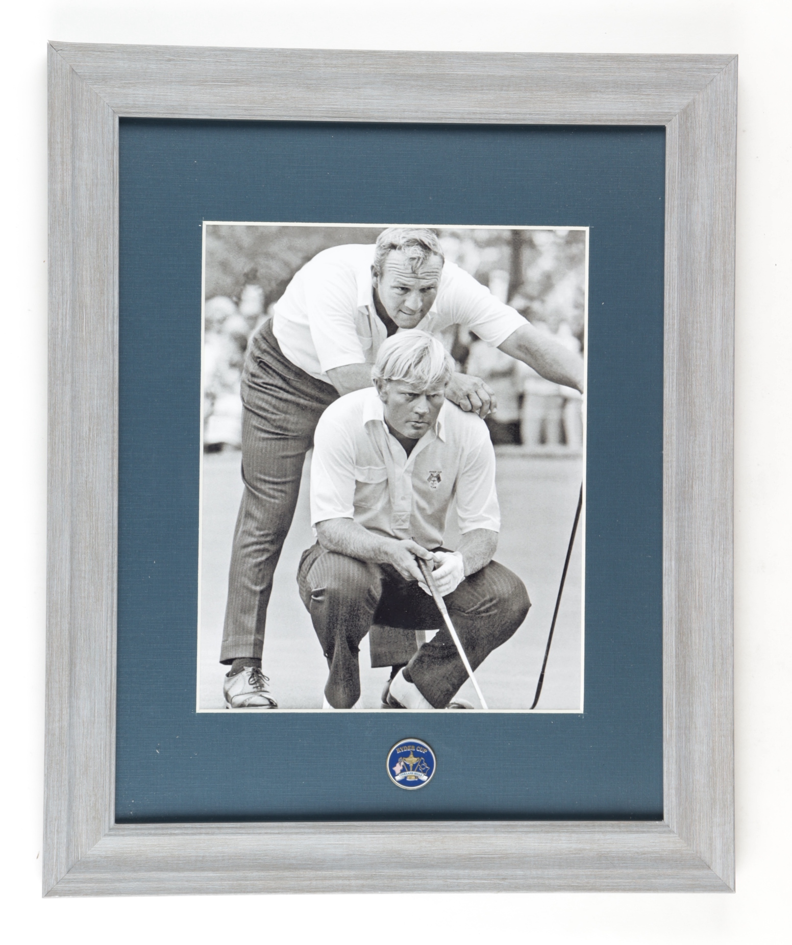 Arnold Palmer & Jack Nicklaus 13x16 Custom Framed Photo Display with Ryder Cup At Oakland Hills Pin at PristineAuction.com Arnold Palmer & Jack Nicklaus 13x16 Custom Framed Photo Display with Ryder Cup At Oakland Hills Pin at PristineAuction.com