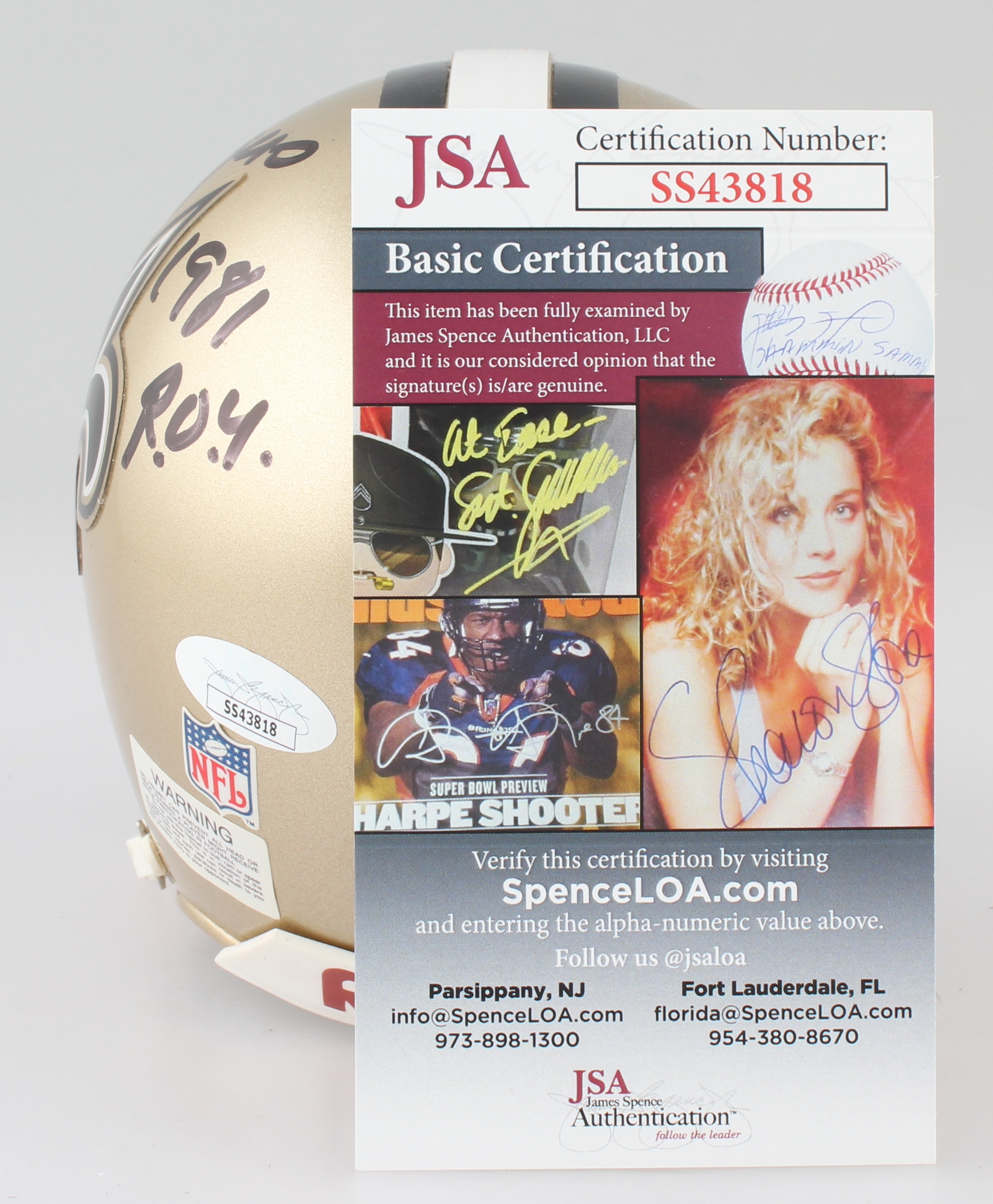 George Rogers Signed Saints Throwback Mini Helmet Inscribed "1981 ROY" (JSA COA) at PristineAuction.com George Rogers Signed Saints Throwback Mini Helmet Inscribed "1981 ROY" (JSA COA) at PristineAuction.com