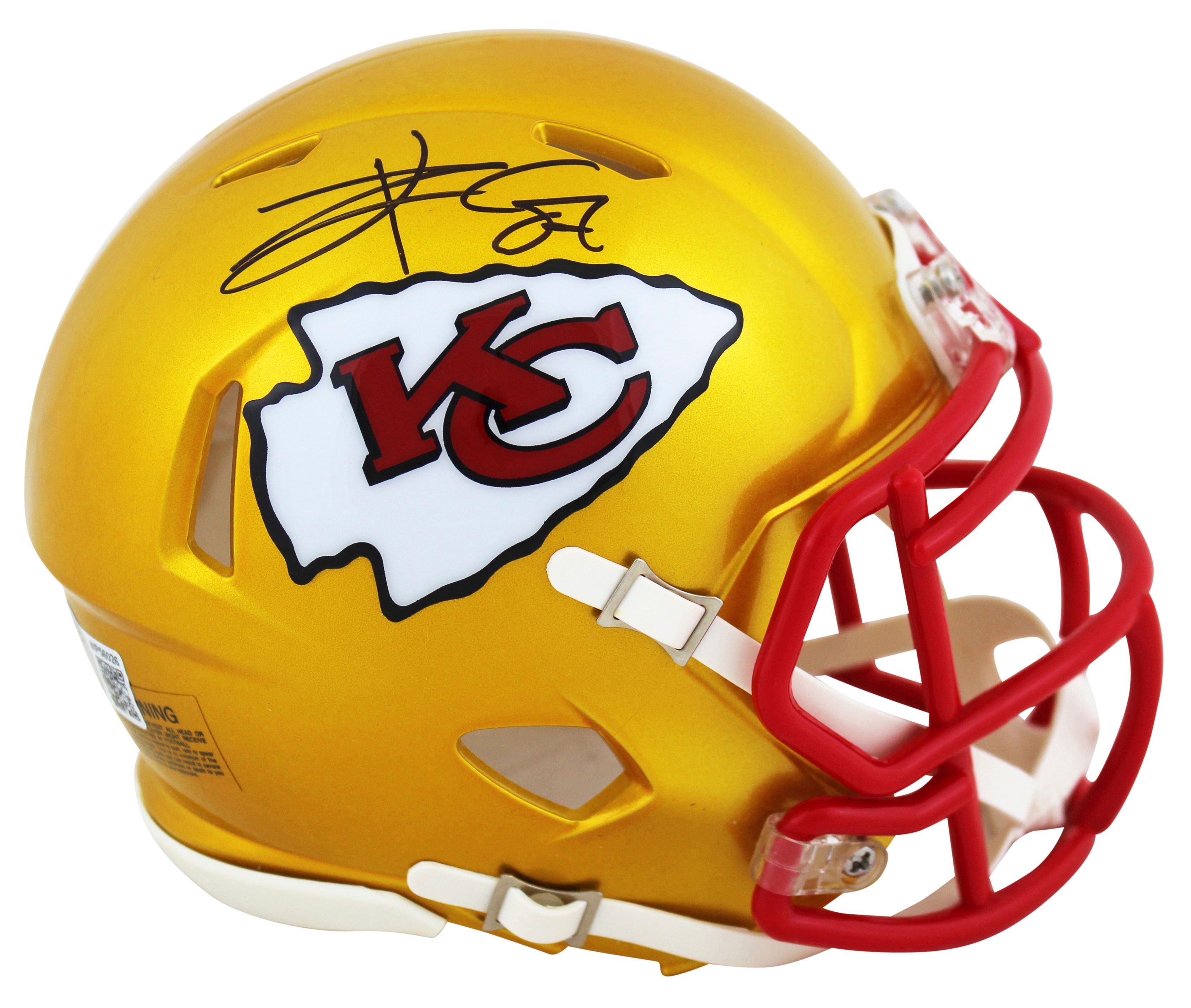 Travis Kelce Signed Chiefs Flash Alternate Speed Mini Helmet (Beckett) at PristineAuction.com Travis Kelce Signed Chiefs Flash Alternate Speed Mini Helmet (Beckett) at PristineAuction.com