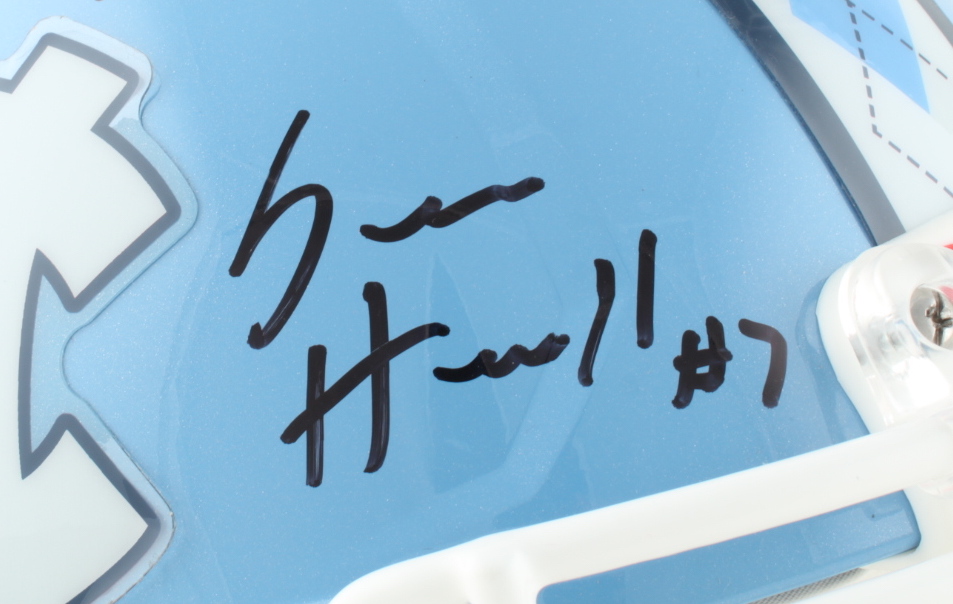 Sam Howell Signed North Carolina Tar Heels Full-Size Authentic On-Field Speed Helmet Inscribed "Freshman All American", "GO HEELS!" & Tobacco Roads Finest" (JSA) at PristineAuction.com Sam Howell Signed North Carolina Tar Heels Full-Size Authentic On-Field Speed Helmet Inscribed "Freshman All American", "GO HEELS!" & Tobacco Roads Finest" (JSA) at PristineAuction.com