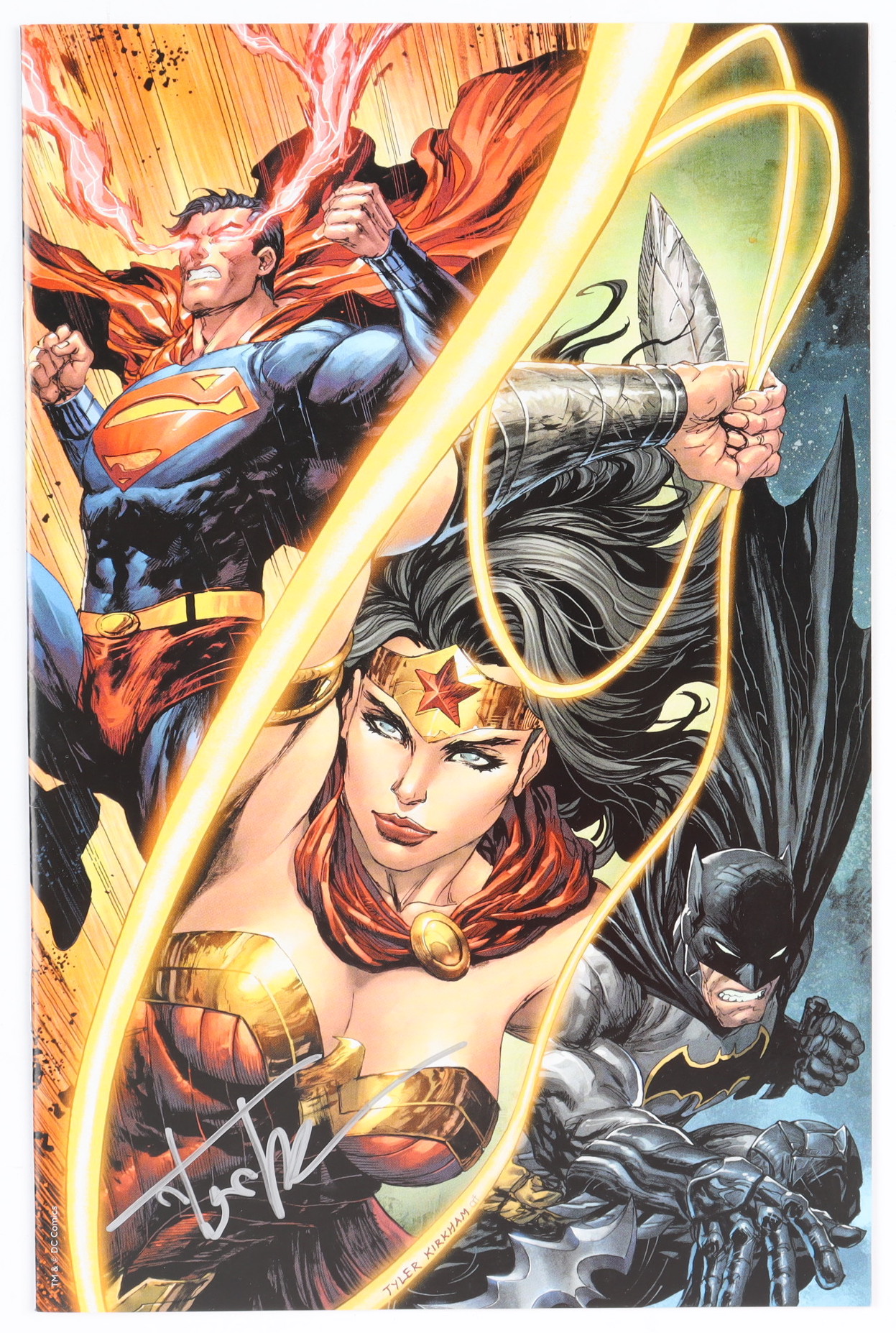 Tyler Kirkham Signed 2018 "Justice League" Issue #1 DC Comic Book (JSA COA) at PristineAuction.com Tyler Kirkham Signed 2018 "Justice League" Issue #1 DC Comic Book (JSA COA) at PristineAuction.com