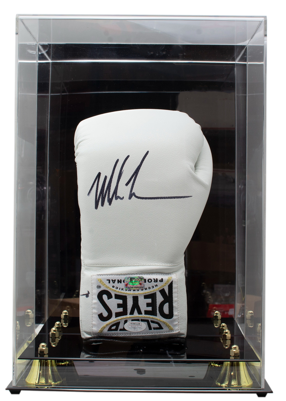 Mike Tyson Signed Cleto Reyes Boxing Glove with Display Case (JSA COA & Tyson Hologram) at PristineAuction.com Mike Tyson Signed Cleto Reyes Boxing Glove with Display Case (JSA COA & Tyson Hologram) at PristineAuction.com