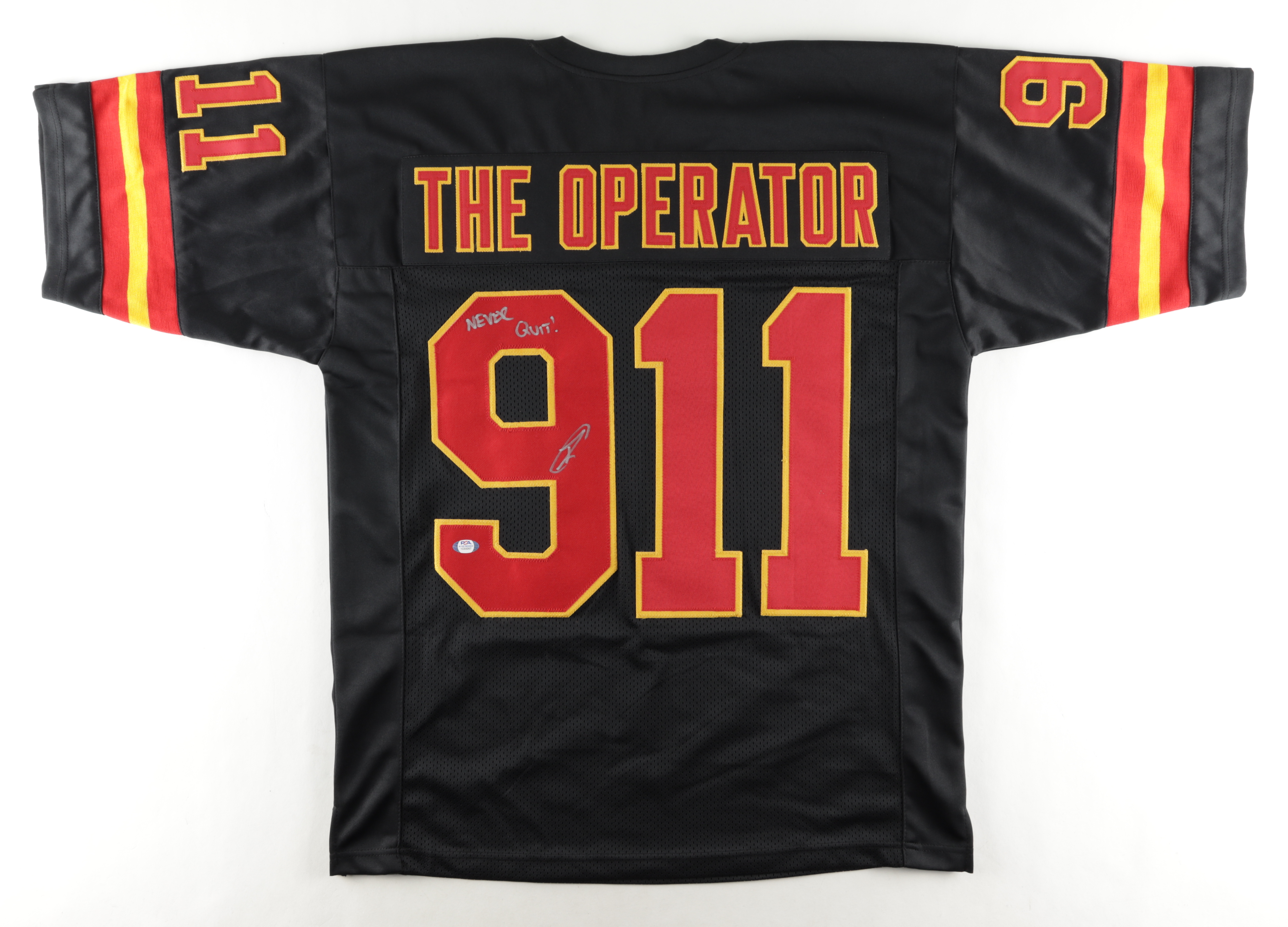 Robert O'Neill Signed "The Operator" 9/11 Tribute Jersey Inscribed "Never Quit!" (PSA Hologram) at PristineAuction.com Robert O'Neill Signed "The Operator" 9/11 Tribute Jersey Inscribed "Never Quit!" (PSA Hologram) at PristineAuction.com