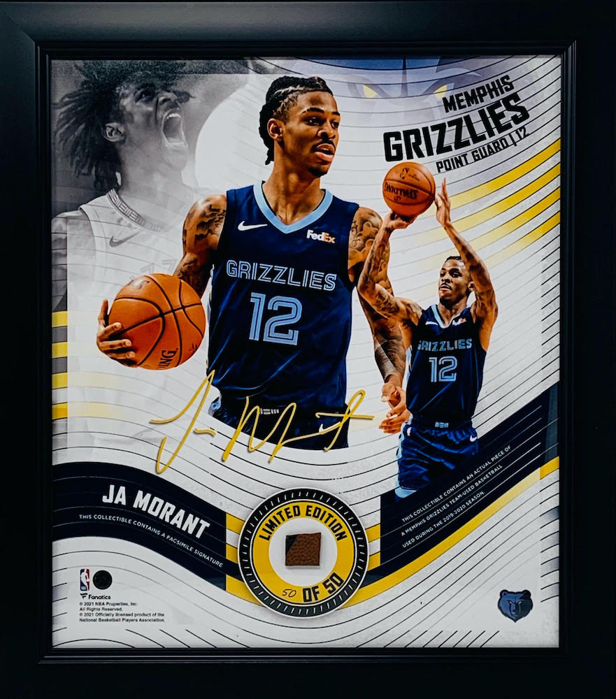 Ja Morant Grizzlies LE 15x17 Custom Framed Basketball Piece Display (Fanatics Hologram) at PristineAuction.com Ja Morant Grizzlies LE 15x17 Custom Framed Basketball Piece Display (Fanatics Hologram) at PristineAuction.com