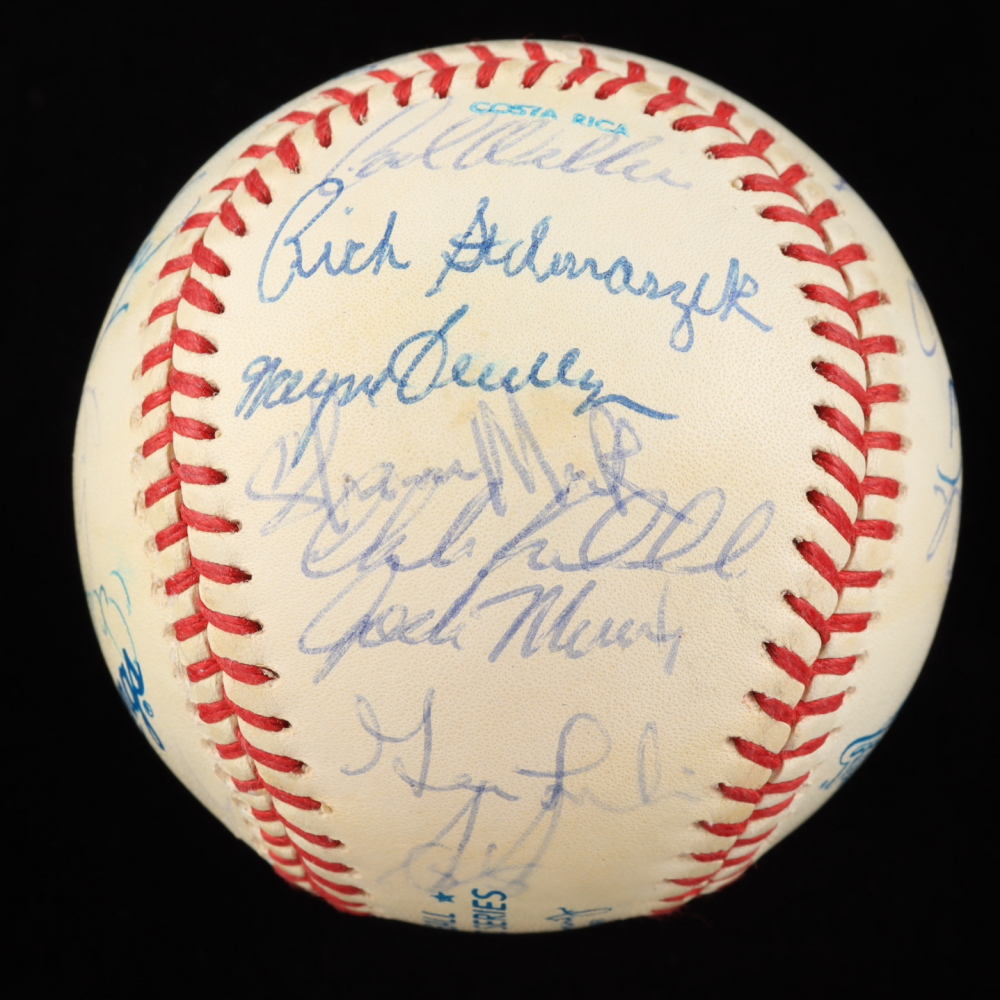 1991 Twins Team Signed 1991 World Series Baseball with Display Case