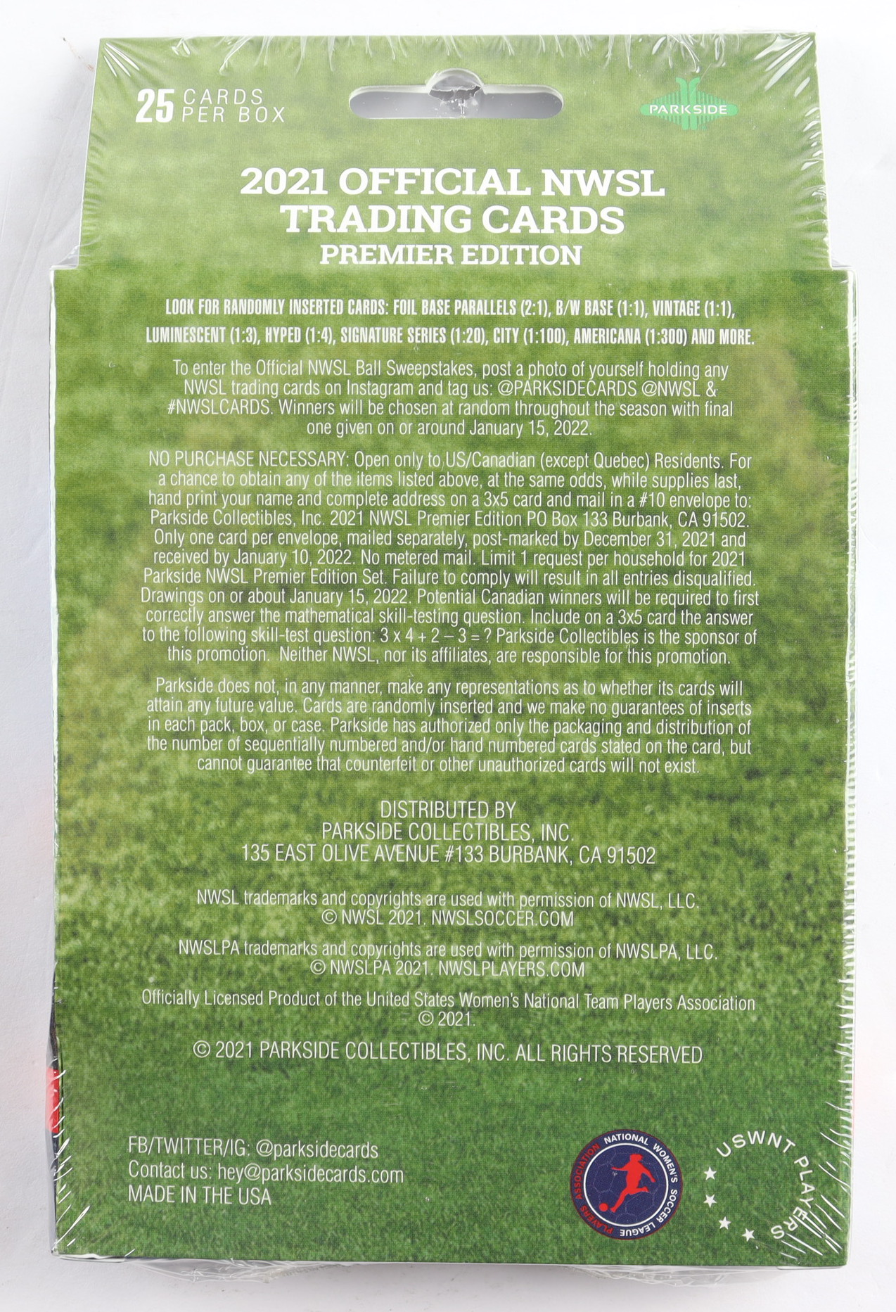 2021 Parkside NWSL Soccer Hanger Box at PristineAuction.com 2021 Parkside NWSL Soccer Hanger Box at PristineAuction.com