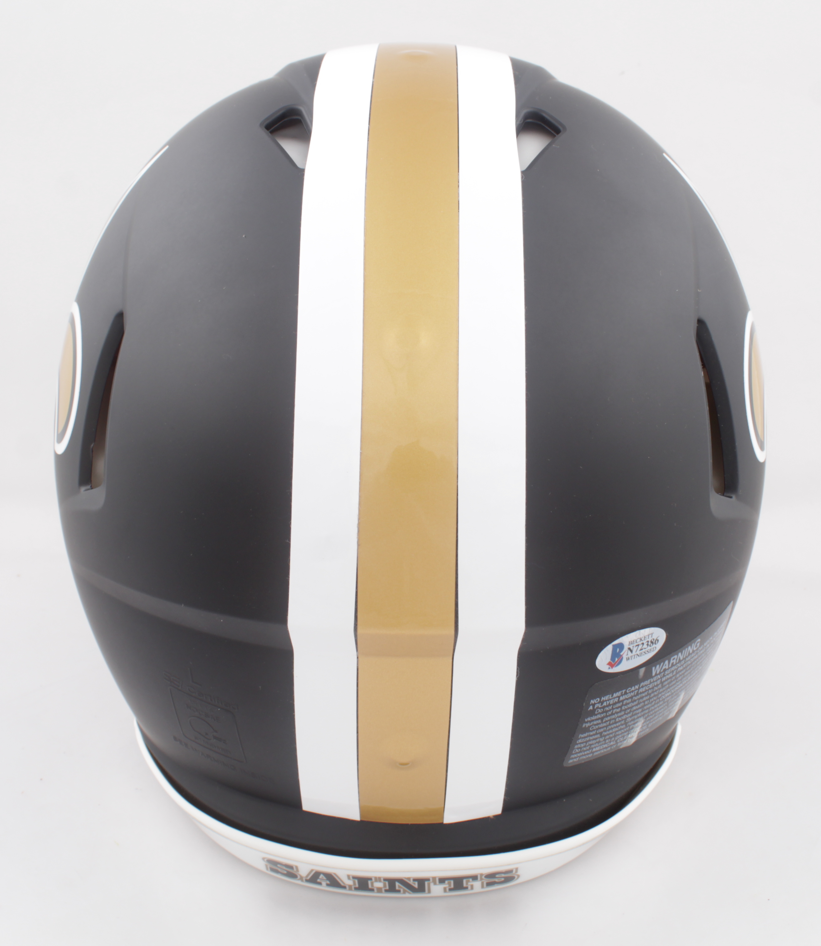 Drew Brees Signed Saints Full-Size Authentic On-field Eclipse Alternate Speed Helmet Inscribed "Passing Record 10/8/18" (Beckett COA) at PristineAuction.com Drew Brees Signed Saints Full-Size Authentic On-field Eclipse Alternate Speed Helmet Inscribed "Passing Record 10/8/18" (Beckett COA) at PristineAuction.com