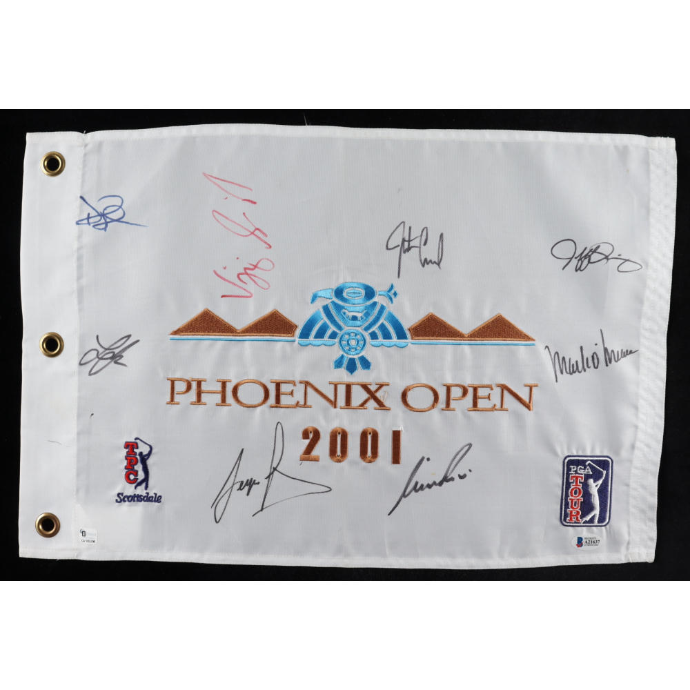 2001 Phoenix Open PGA Tour Flag Signed by (8) with Sergio Garcia, David