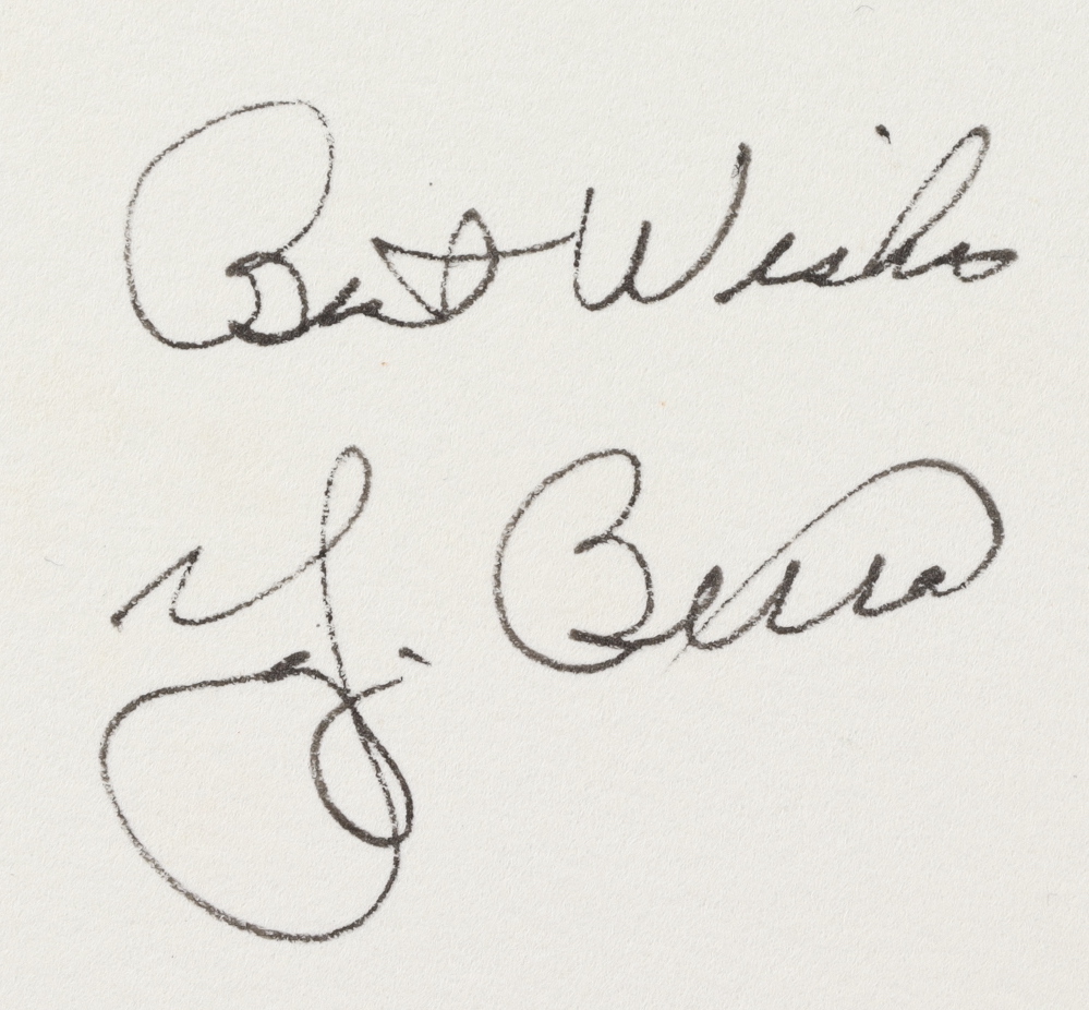 Yogi Berra Signed LE Bill Gallo 14x22 Lithograph Inscribed "Best Wishes" (Beckett COA) at PristineAuction.com Yogi Berra Signed LE Bill Gallo 14x22 Lithograph Inscribed "Best Wishes" (Beckett COA) at PristineAuction.com