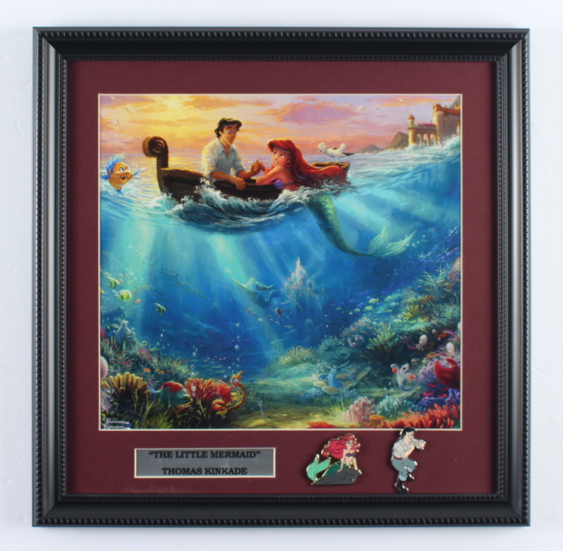 Thomas Kinkade "The Little Mermaid" 16x16 Custom Framed Print Display with (2) Movie Pins at PristineAuction.com Thomas Kinkade "The Little Mermaid" 16x16 Custom Framed Print Display with (2) Movie Pins at PristineAuction.com