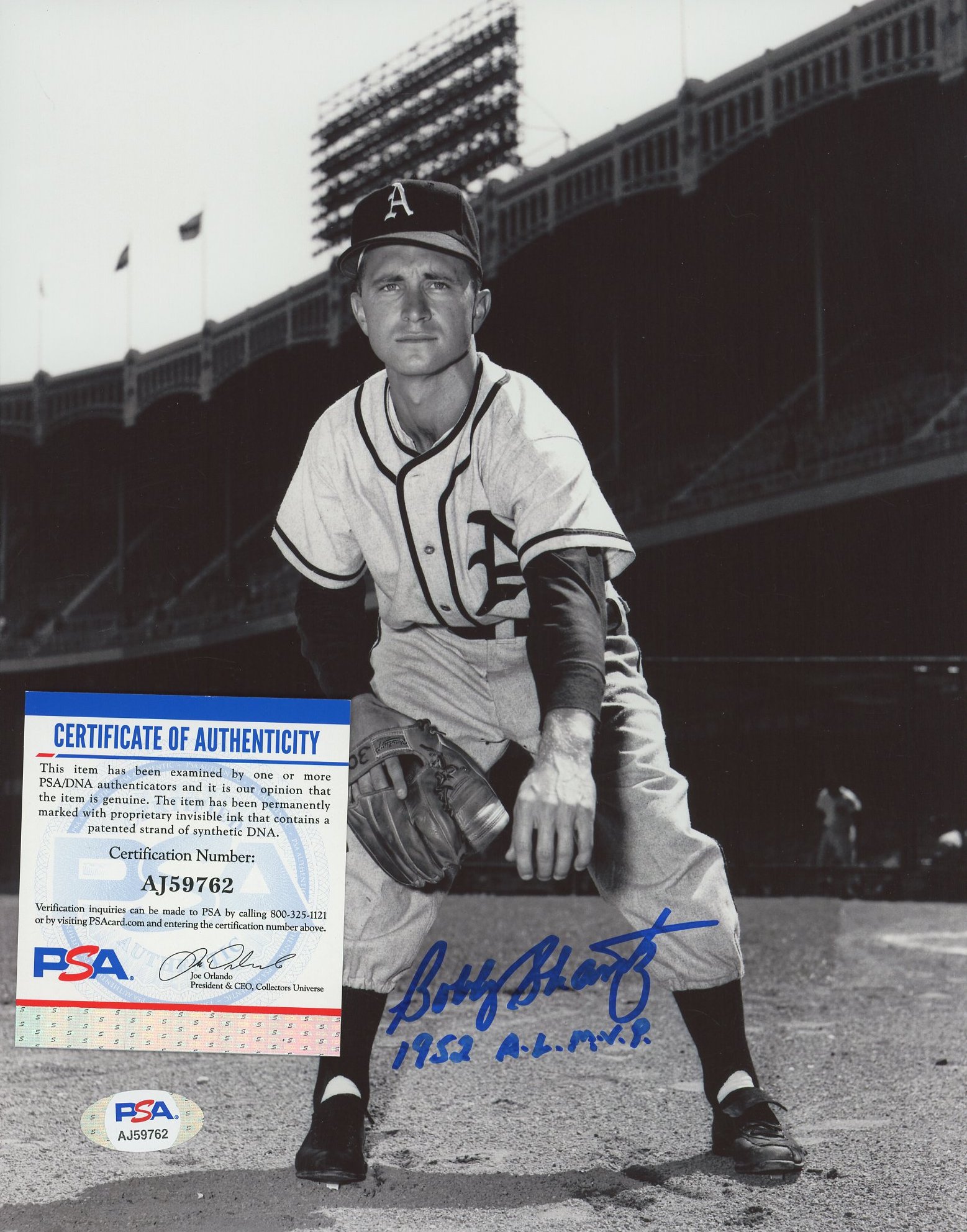 Bobby Shantz Signed Athletics 8x10 Photo Inscribed "1952 A.L. M.V.P" (PSA COA) at PristineAuction.com Bobby Shantz Signed Athletics 8x10 Photo Inscribed "1952 A.L. M.V.P" (PSA COA) at PristineAuction.com