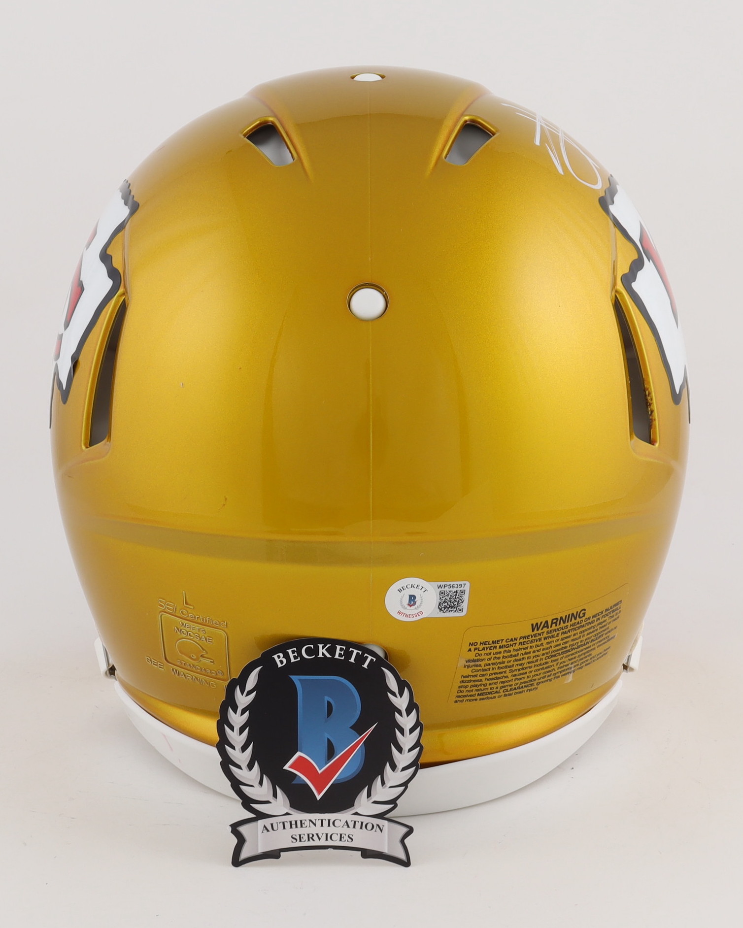 Travis Kelce Signed Chiefs Full-Size Authentic On-Field Flash Alternate Speed Helmet (Beckett) at PristineAuction.com Travis Kelce Signed Chiefs Full-Size Authentic On-Field Flash Alternate Speed Helmet (Beckett) at PristineAuction.com