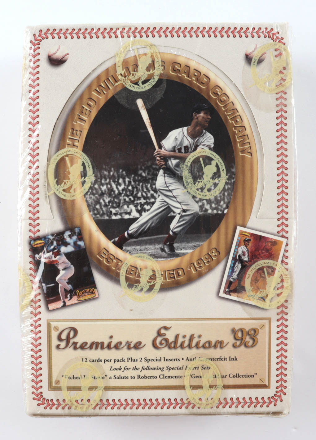 1993 Ted Williams Baseball Premiere Edition Wax Box with (36) Packs at PristineAuction.com 1993 Ted Williams Baseball Premiere Edition Wax Box with (36) Packs at PristineAuction.com
