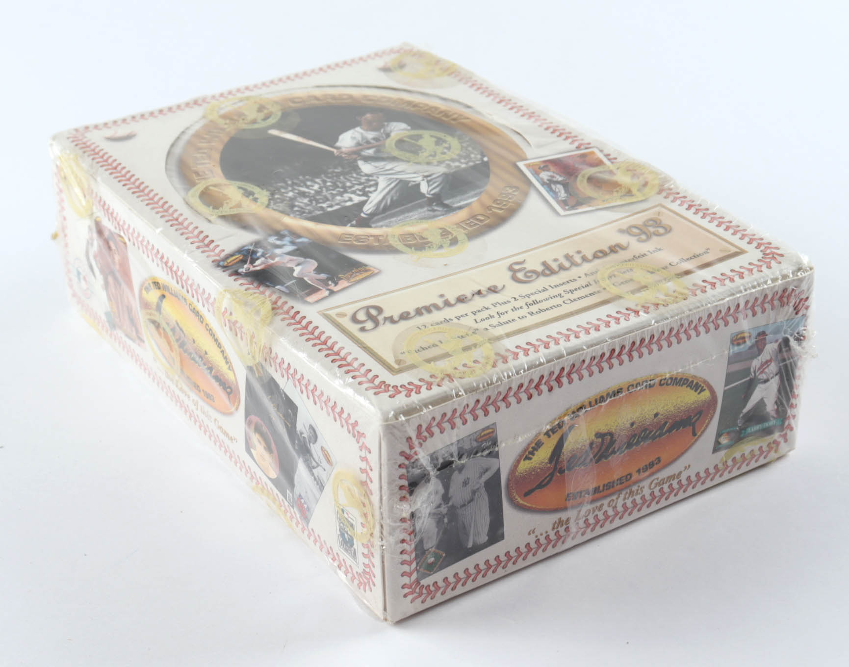 1993 Ted Williams Baseball Premiere Edition Wax Box with (36) Packs at PristineAuction.com 1993 Ted Williams Baseball Premiere Edition Wax Box with (36) Packs at PristineAuction.com