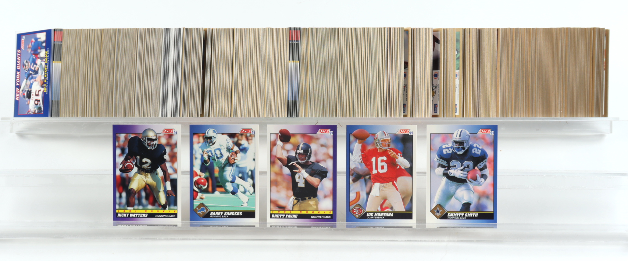 1991 Score Football Complete Set of (690) Cards with Brett Favre #611 RC, Emmitt Smith #15, Ricky Watters #575 RC, Joe Montana #1, Barry Sanders #20 at PristineAuction.com 1991 Score Football Complete Set of (690) Cards with Brett Favre #611 RC, Emmitt Smith #15, Ricky Watters #575 RC, Joe Montana #1, Barry Sanders #20 at PristineAuction.com