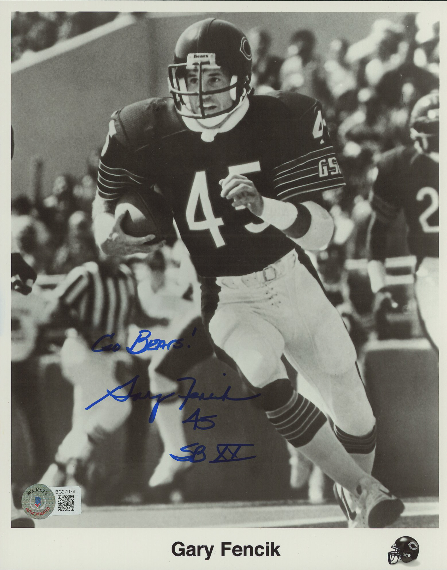 Gary Fencik Signed Bears 8x10 Photo Inscribed "Go Bears" & "SB XX" (Beckett COA) at PristineAuction.com Gary Fencik Signed Bears 8x10 Photo Inscribed "Go Bears" & "SB XX" (Beckett COA) at PristineAuction.com