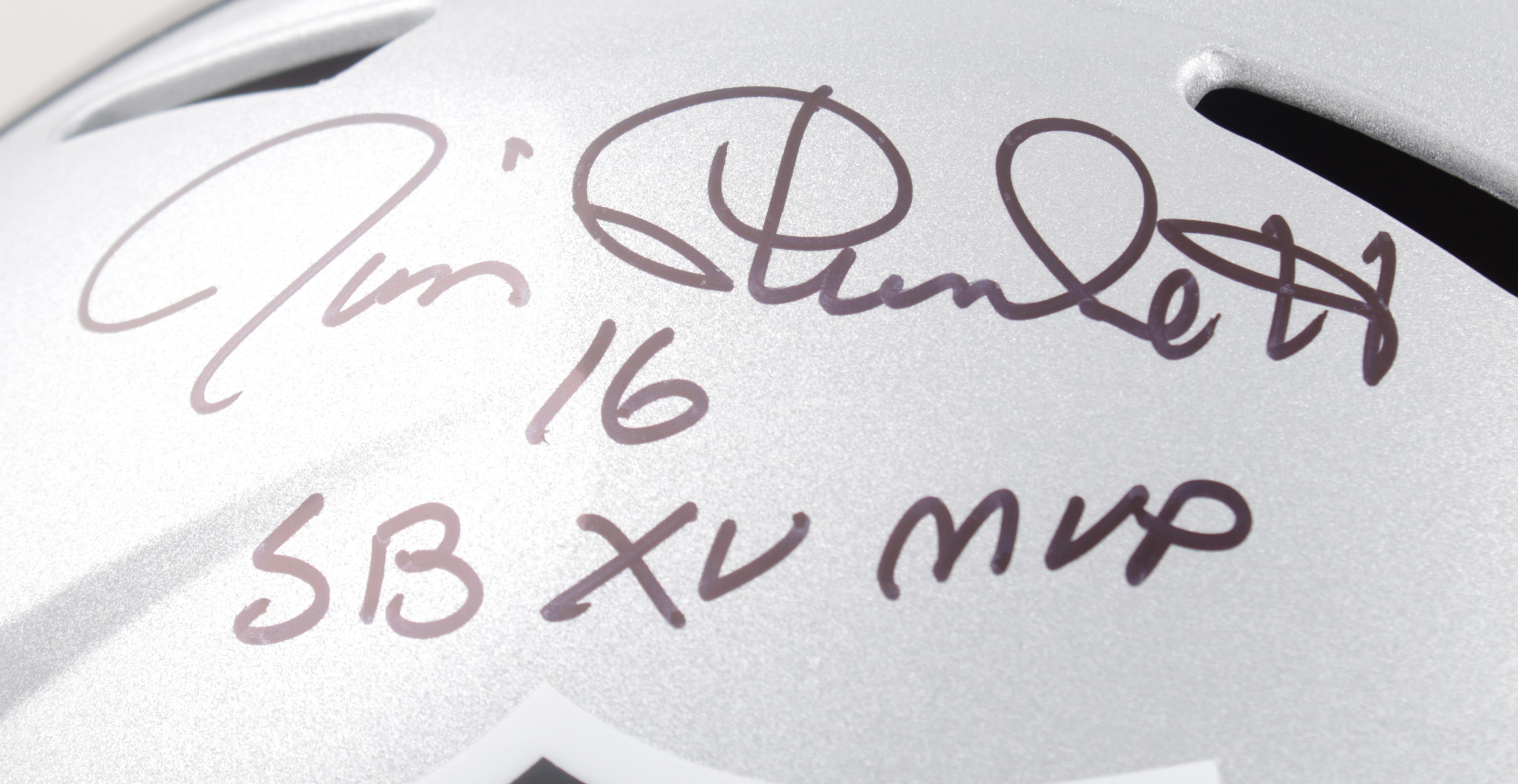 Jim Plunkett Signed Raiders Full-Size Speed Helmet Inscribed "SB XV MVP" (Schwartz) at PristineAuction.com Jim Plunkett Signed Raiders Full-Size Speed Helmet Inscribed "SB XV MVP" (Schwartz) at PristineAuction.com