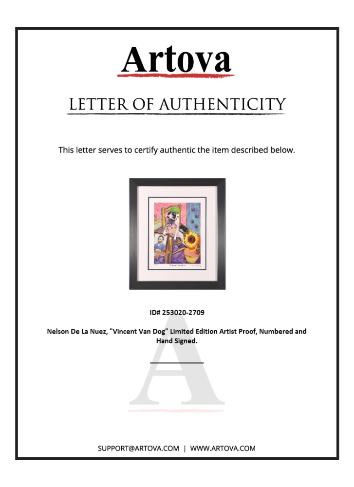 "Vincent Van Dog" LE 20x23 Custom Framed Artist Proof by Nelson De La Nuez (Artova) at PristineAuction.com "Vincent Van Dog" LE 20x23 Custom Framed Artist Proof by Nelson De La Nuez (Artova) at PristineAuction.com