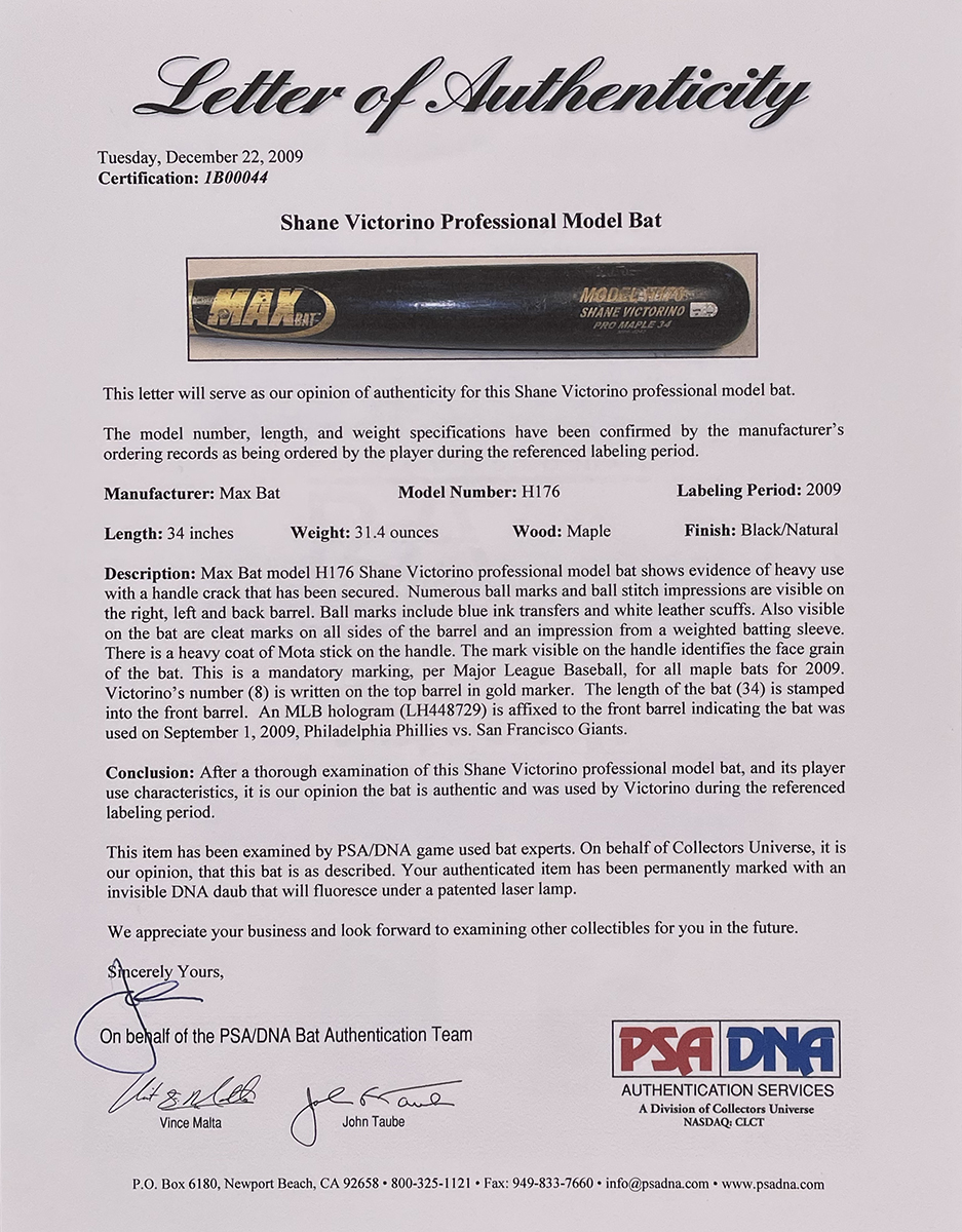 Shane Victorino Game-Used MAX Bat Baseball Bat (MLB & PSA) at PristineAuction.com Shane Victorino Game-Used MAX Bat Baseball Bat (MLB & PSA) at PristineAuction.com
