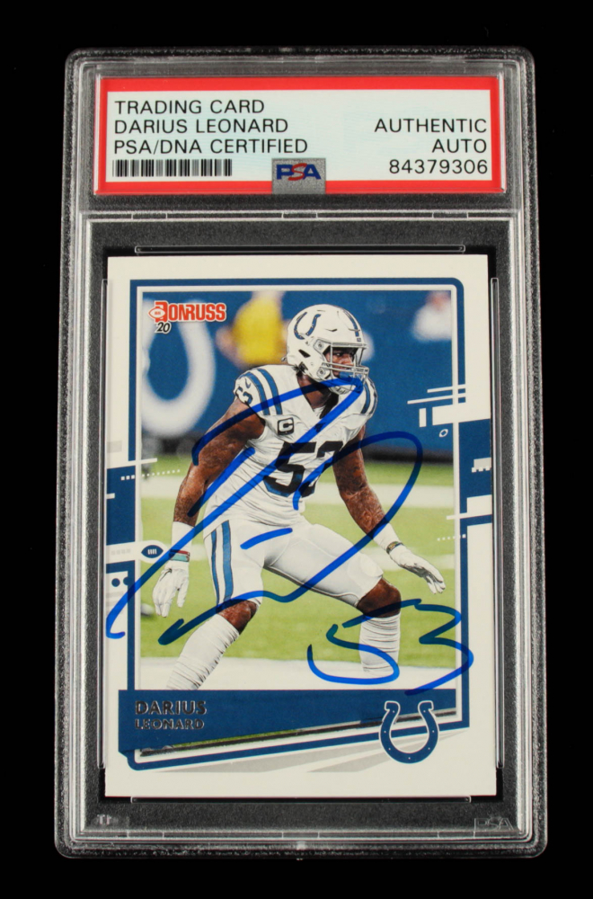 Darius Leonard Signed 2020 Donruss 119A (PSA Encapsulated) Pristine