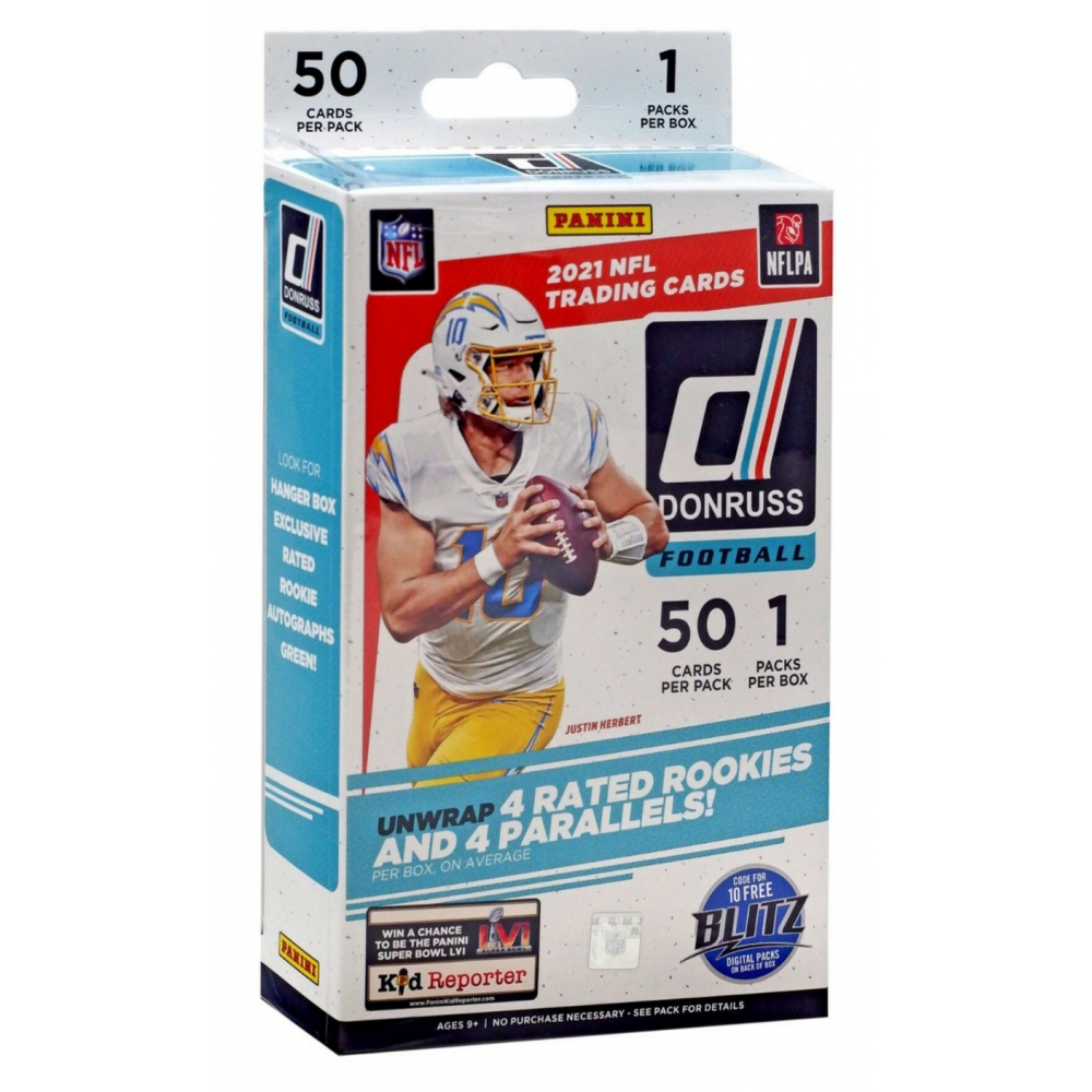 2021 Panini Donruss NFL Football Hanger Box with (50) Cards Pristine