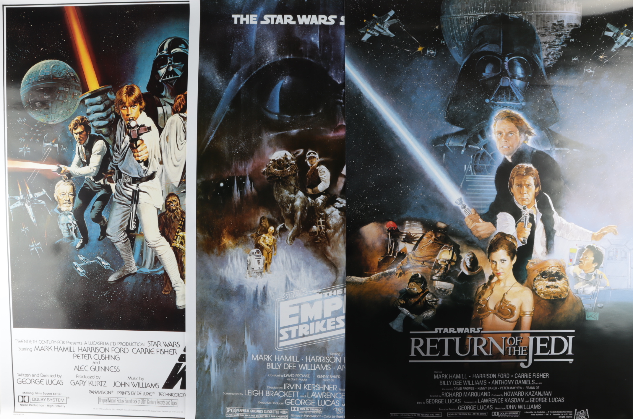 Complete Set of (3) "Star Wars" 27x40 Movie Posters with "Star Wars", "The Empire Strikes Back" & "Return of the Jedi" at PristineAuction.com Complete Set of (3) "Star Wars" 27x40 Movie Posters with "Star Wars", "The Empire Strikes Back" & "Return of the Jedi" at PristineAuction.com