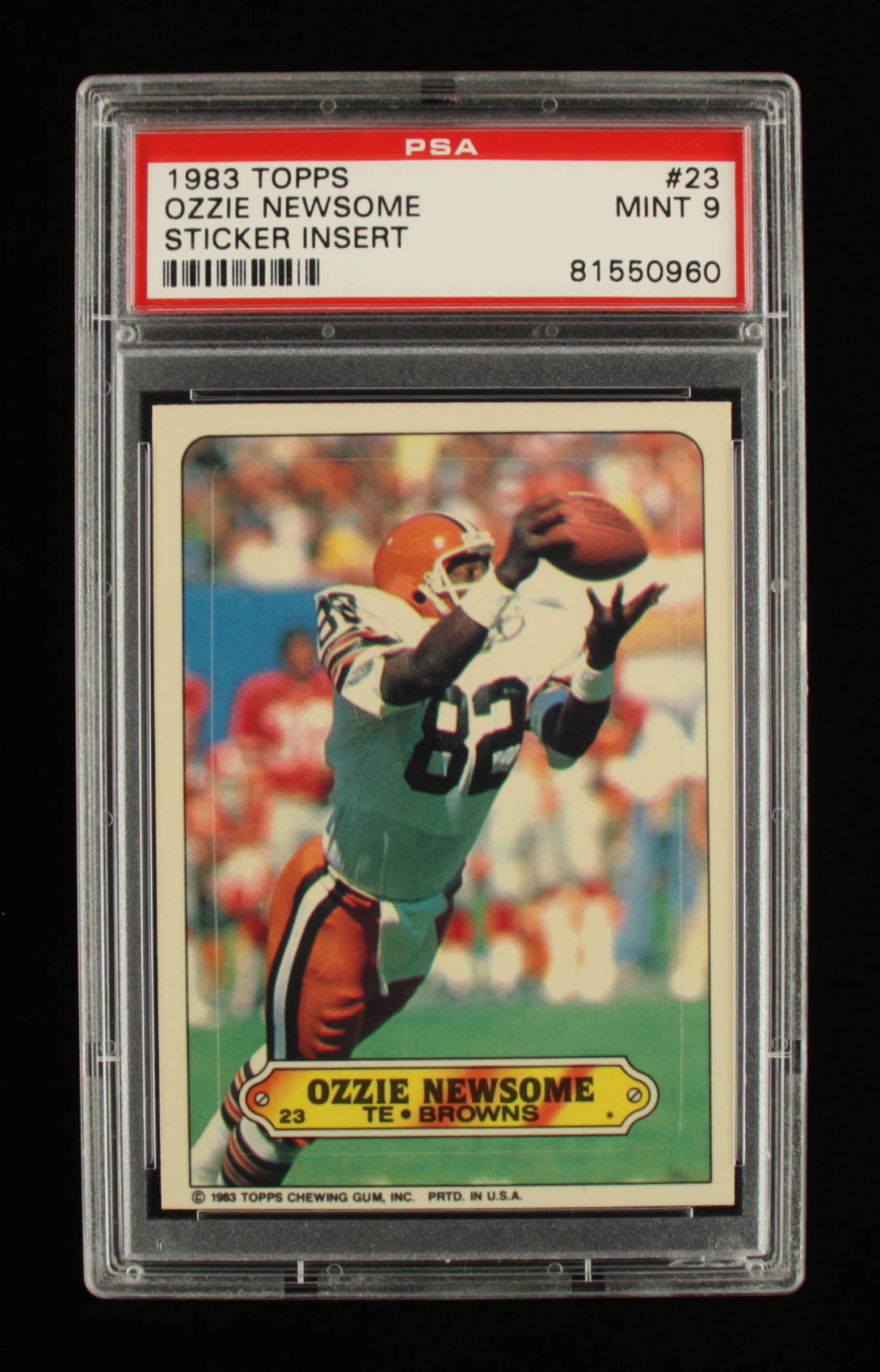 Ozzie Newsome 1983 Topps Sticker Inserts #23 (PSA 9) at PristineAuction.com Ozzie Newsome 1983 Topps Sticker Inserts #23 (PSA 9) at PristineAuction.com