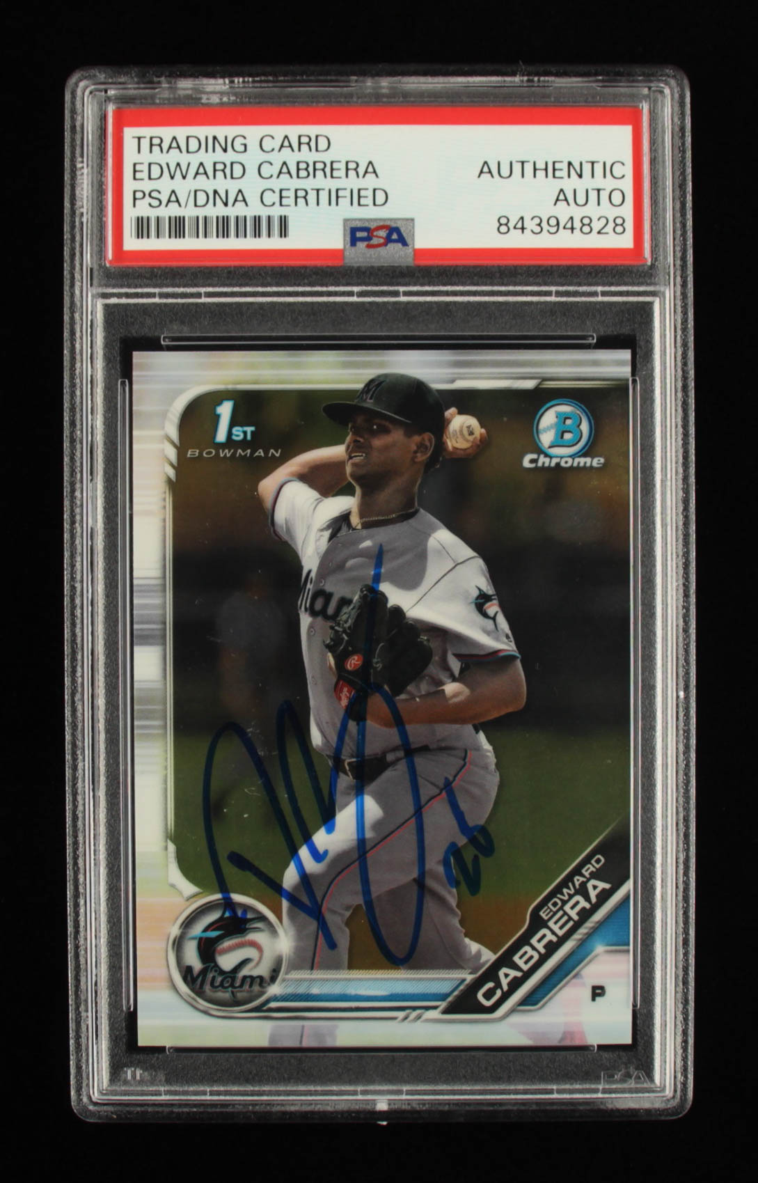 Edward Cabrera Signed 2019 Bowman Chrome Prospects #BCP114 (PSA Encapsulated) at PristineAuction.com Edward Cabrera Signed 2019 Bowman Chrome Prospects #BCP114 (PSA Encapsulated) at PristineAuction.com