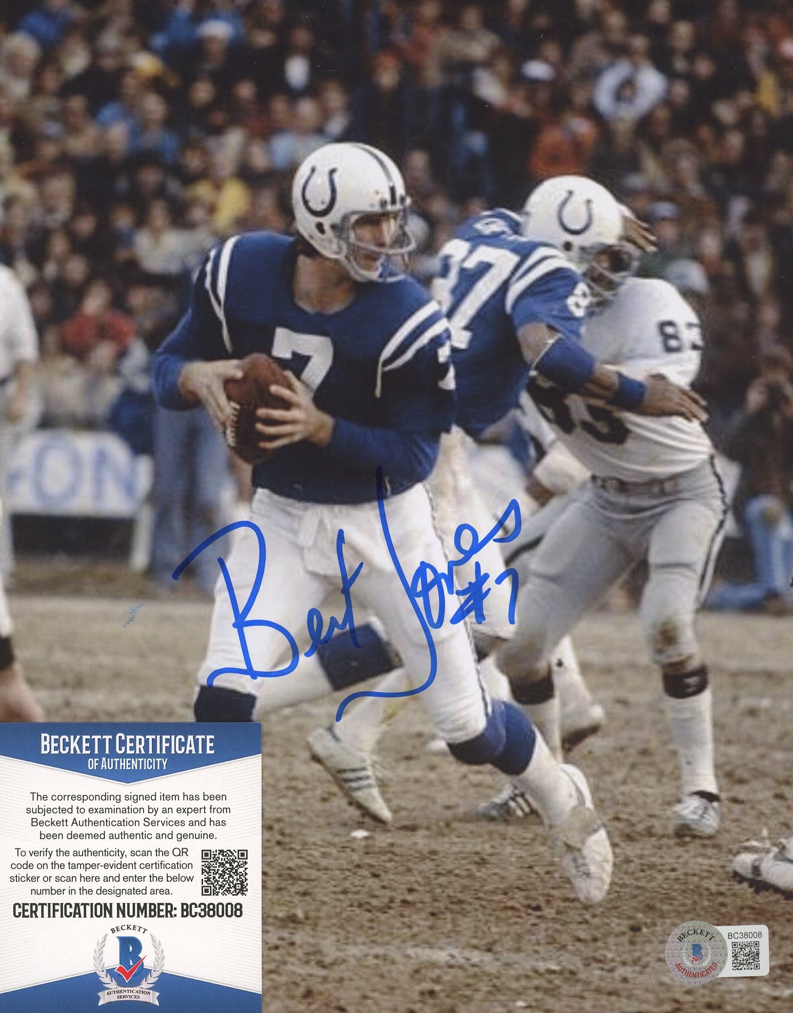 Bert Jones Signed Colts 8x10 Photo (Beckett) at PristineAuction.com Bert Jones Signed Colts 8x10 Photo (Beckett) at PristineAuction.com