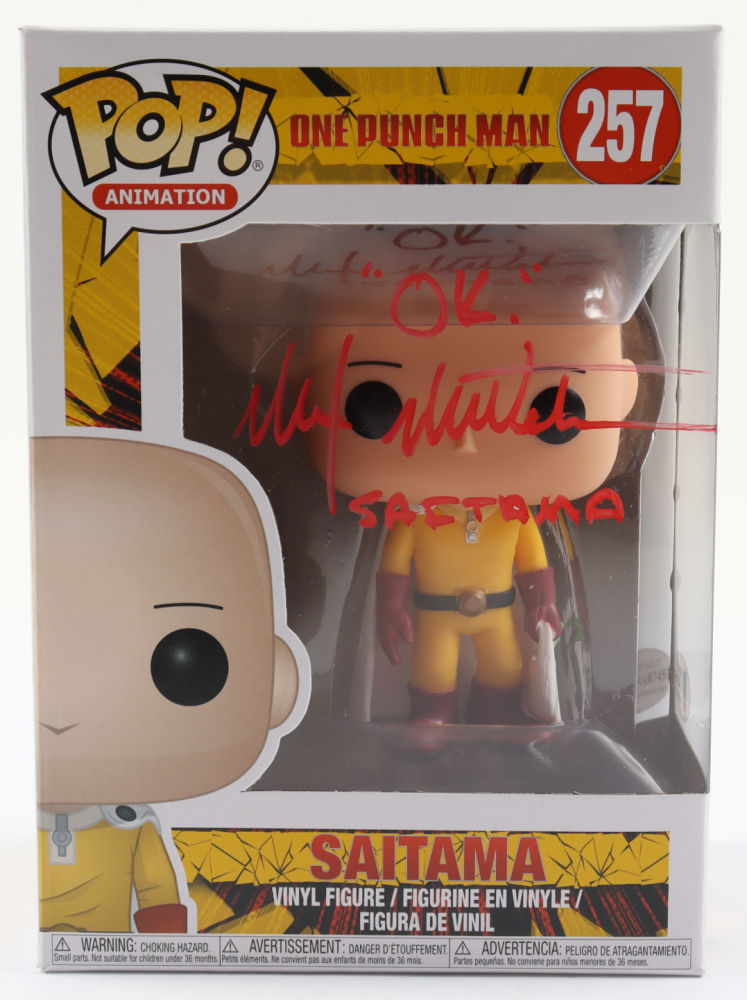 Max Mittelman Signed Pop! Animation "OnePunch Man" 257 Saitama Funko Pop! Vinyl Figure