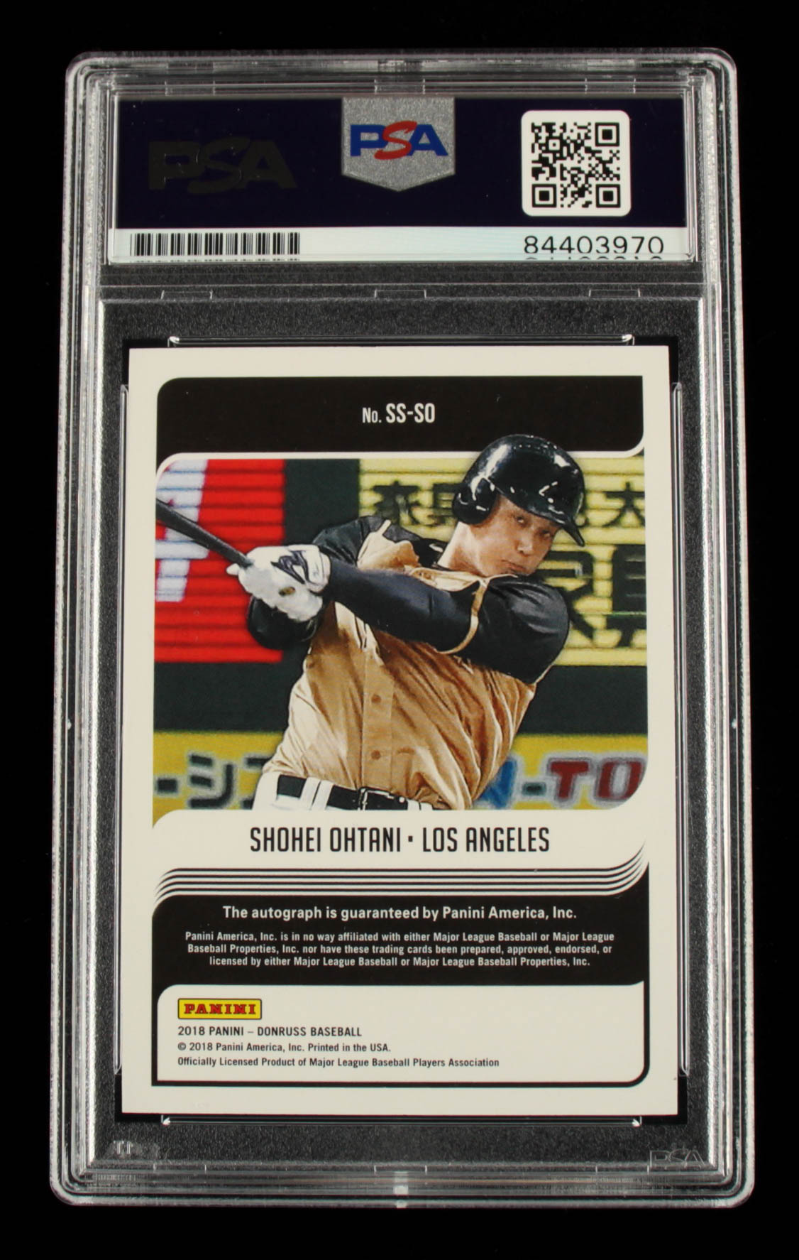 Shohei Ohtani 2018 Donruss Signature Series Blue #49 #34/99 (PSA) at PristineAuction.com Shohei Ohtani 2018 Donruss Signature Series Blue #49 #34/99 (PSA) at PristineAuction.com