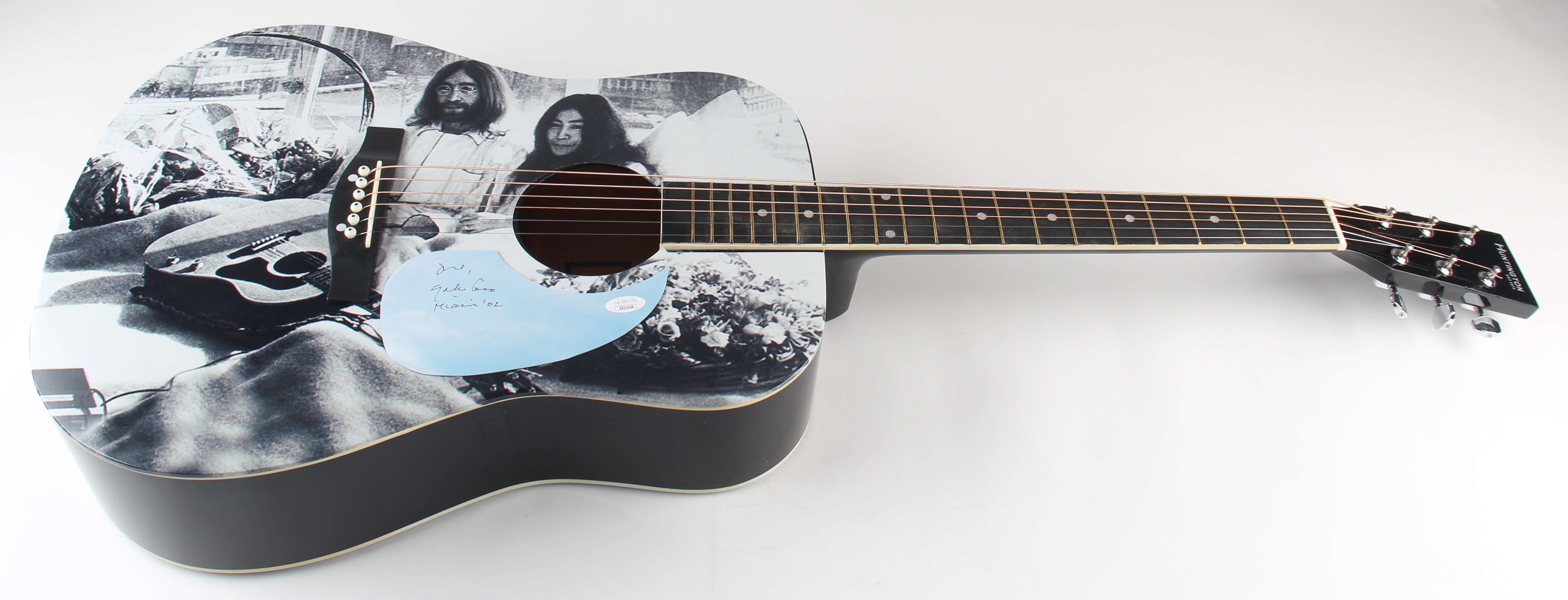 Yoko Ono Signed Custom John Lennon 40" Acoustic Guitar Inscribed "Miami '02" (JSA Hologram) at PristineAuction.com Yoko Ono Signed Custom John Lennon 40" Acoustic Guitar Inscribed "Miami '02" (JSA Hologram) at PristineAuction.com