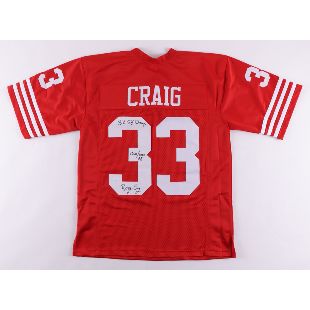 Roger Craig Signed Jersey Inscribed "3x SB Champ" & "1000/1000 85" (JSA) at PristineAuction.com