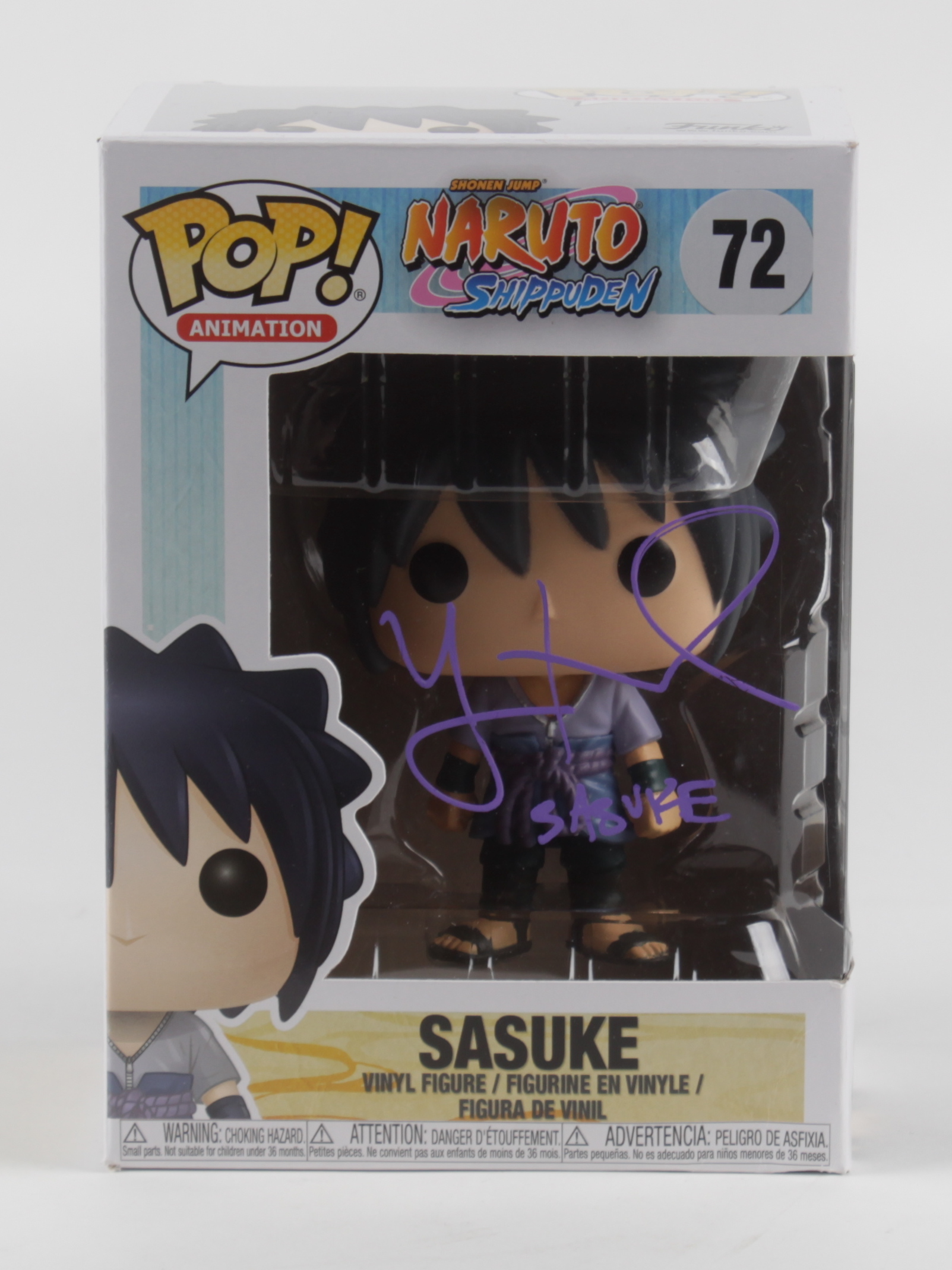 Sasuke Uchiha Signed "Naruto Shippuden" #72 Sasuke Funko Pop! Vinyl Figure Inscribed "Sasuke" (JSA COA) (See Description) at PristineAuction.com Sasuke Uchiha Signed "Naruto Shippuden" #72 Sasuke Funko Pop! Vinyl Figure Inscribed "Sasuke" (JSA COA) (See Description) at PristineAuction.com