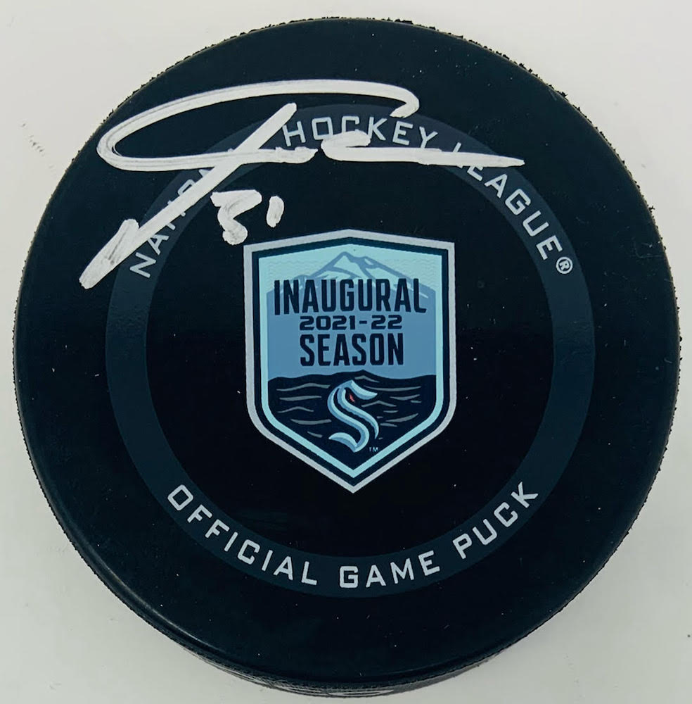 Philipp Grubauer Signed Kraken Inaugural Season Logo Hockey Puck (Fanatics) at PristineAuction.com Philipp Grubauer Signed Kraken Inaugural Season Logo Hockey Puck (Fanatics) at PristineAuction.com