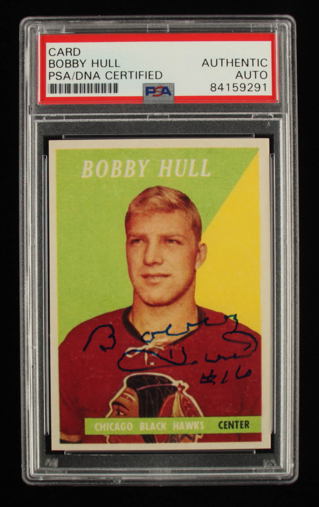Bobby Hull Signed 1958-59 Topps #66 RC (PSA Encapsulated) at PristineAuction.com Bobby Hull Signed 1958-59 Topps #66 RC (PSA Encapsulated) at PristineAuction.com