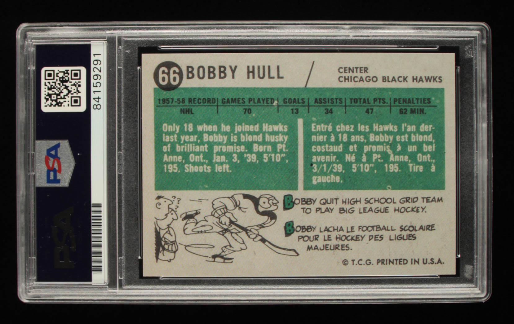 Bobby Hull Signed 1958-59 Topps #66 RC (PSA Encapsulated) at PristineAuction.com Bobby Hull Signed 1958-59 Topps #66 RC (PSA Encapsulated) at PristineAuction.com